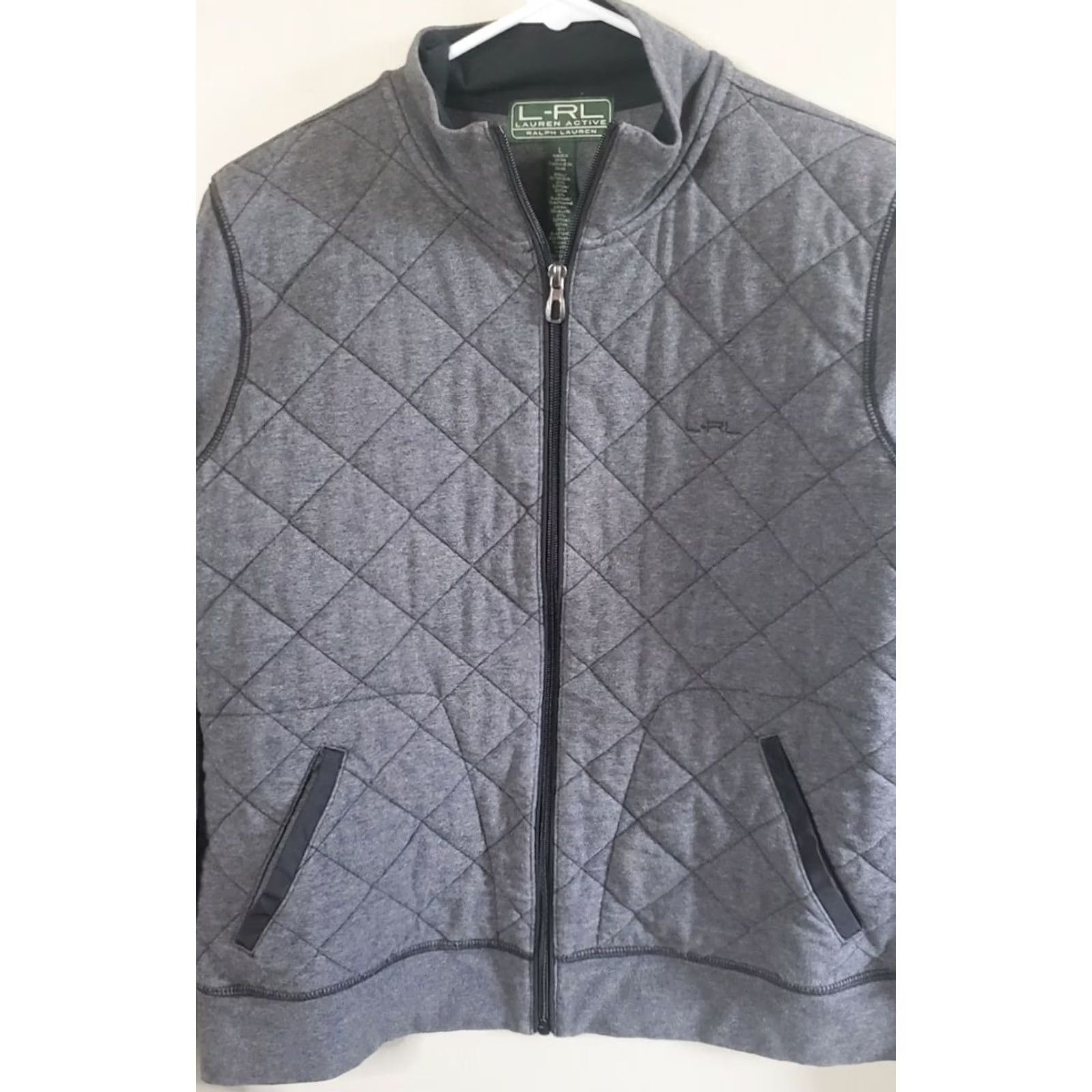 Ralph Lauren VINTAGE? LAUREN ACTIVE Ralph Lauren Women's L Gray Full Zip Quilted Fleece Lined Jacket Size L / US 10 / IT 46 - 3 Thumbnail
