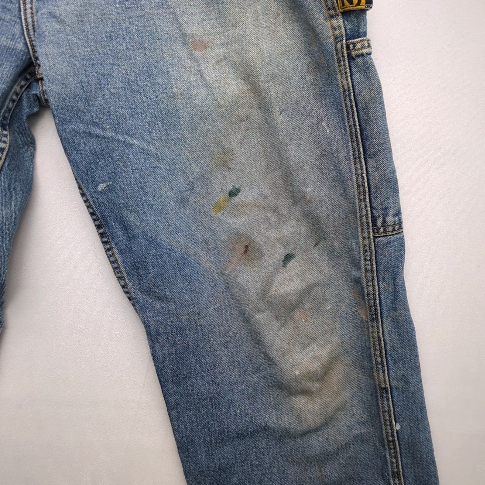 Nautica VINTAGE Nautica Jeans Mens 34x34 Denim Blue Distressed Carpenter Jeans Wide-Leg 90s Nautical Logo Mens Size US 34 / EU 50 - 6 Thumbnail