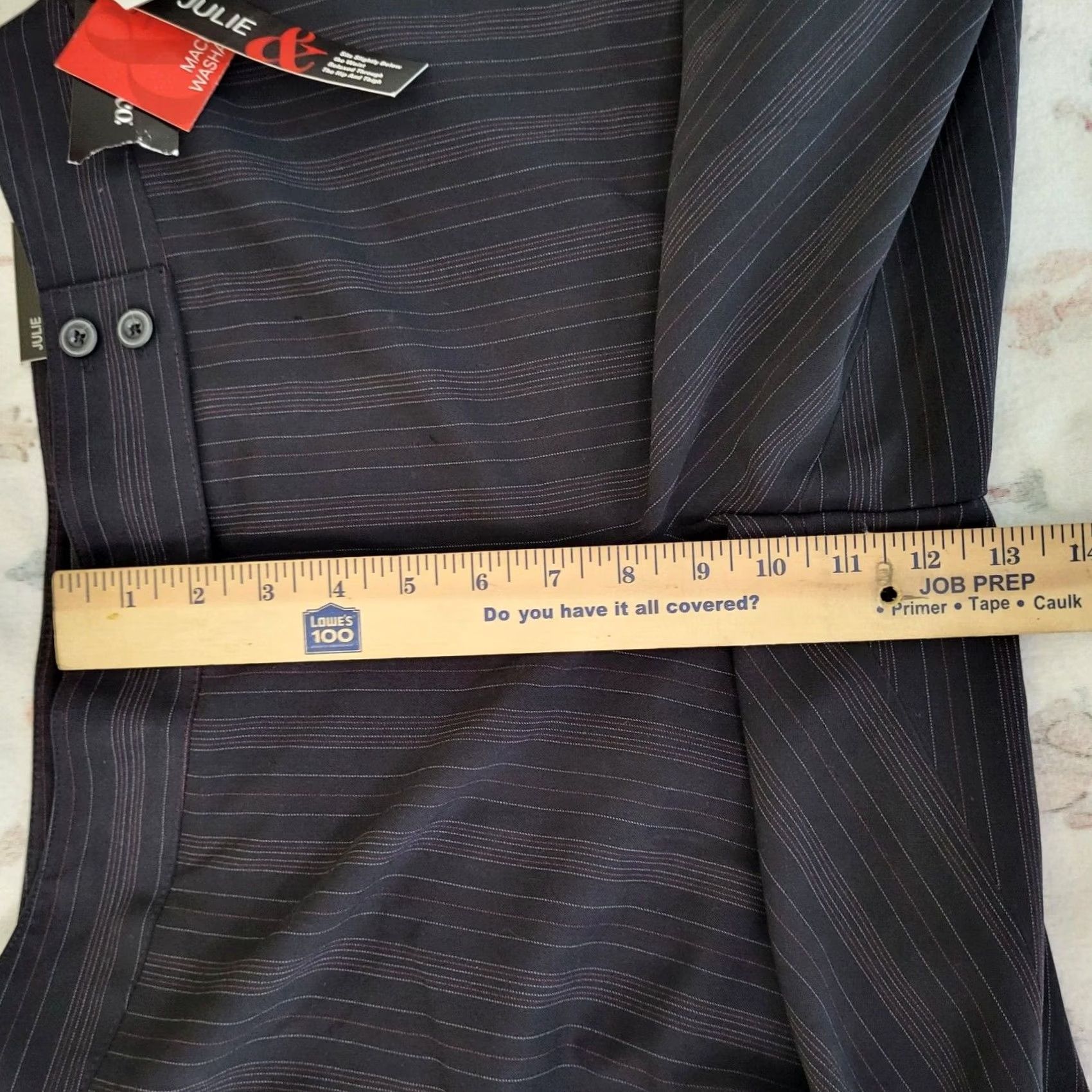 Vintage STYLE & Co. Dress Pants Striped Black White Stretch Straight Leg Size 10 Womens Pants Size 32" / US 10 / IT 46 - 4 Thumbnail