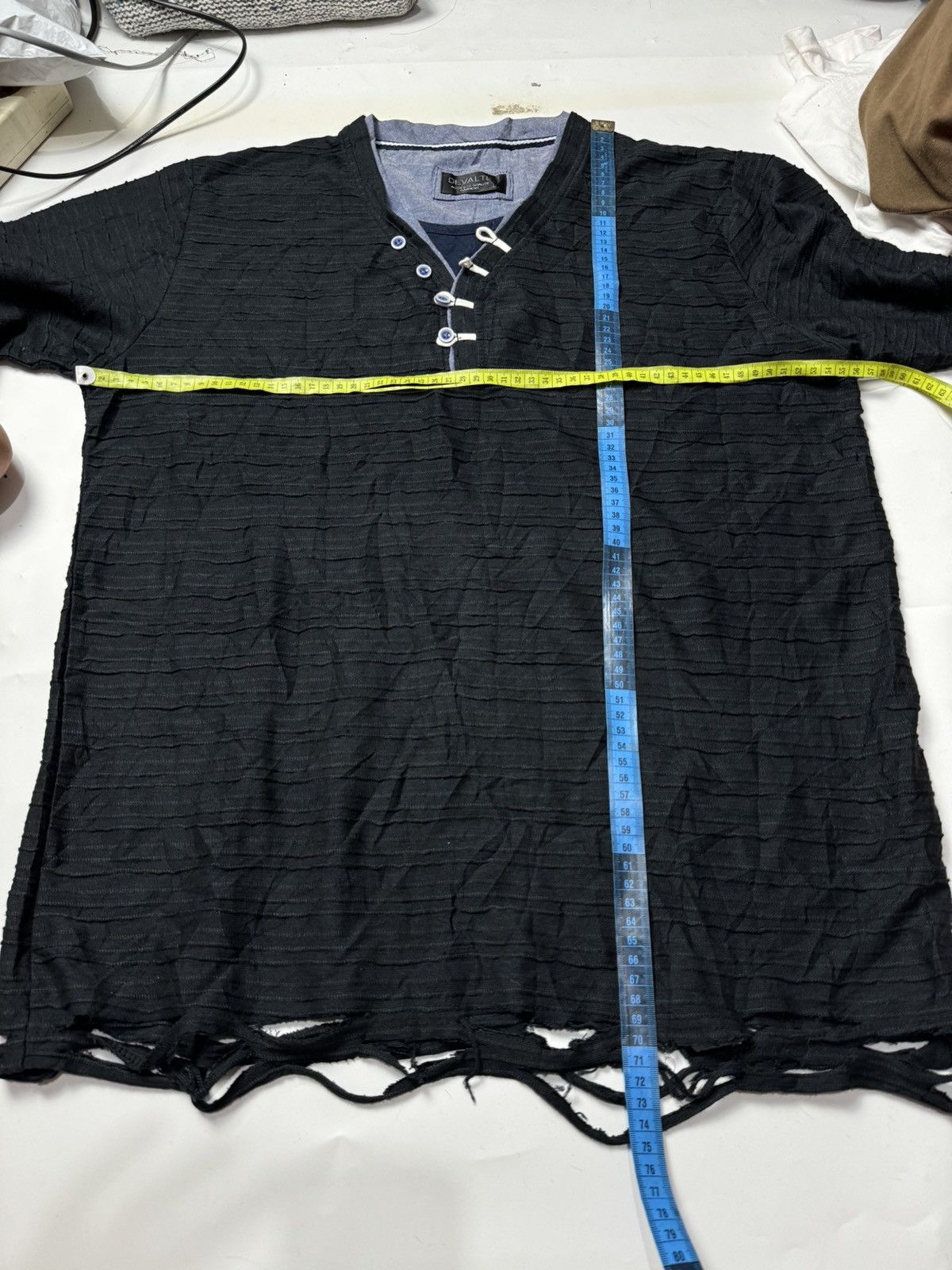 If Six Was Nine × Japanese Brand × Le Grande Bleu (L.G.B.) Delvate Distressed Japanese Style Stripe Long Sleeve Size US L / EU 52-54 / 3 - 6 Thumbnail