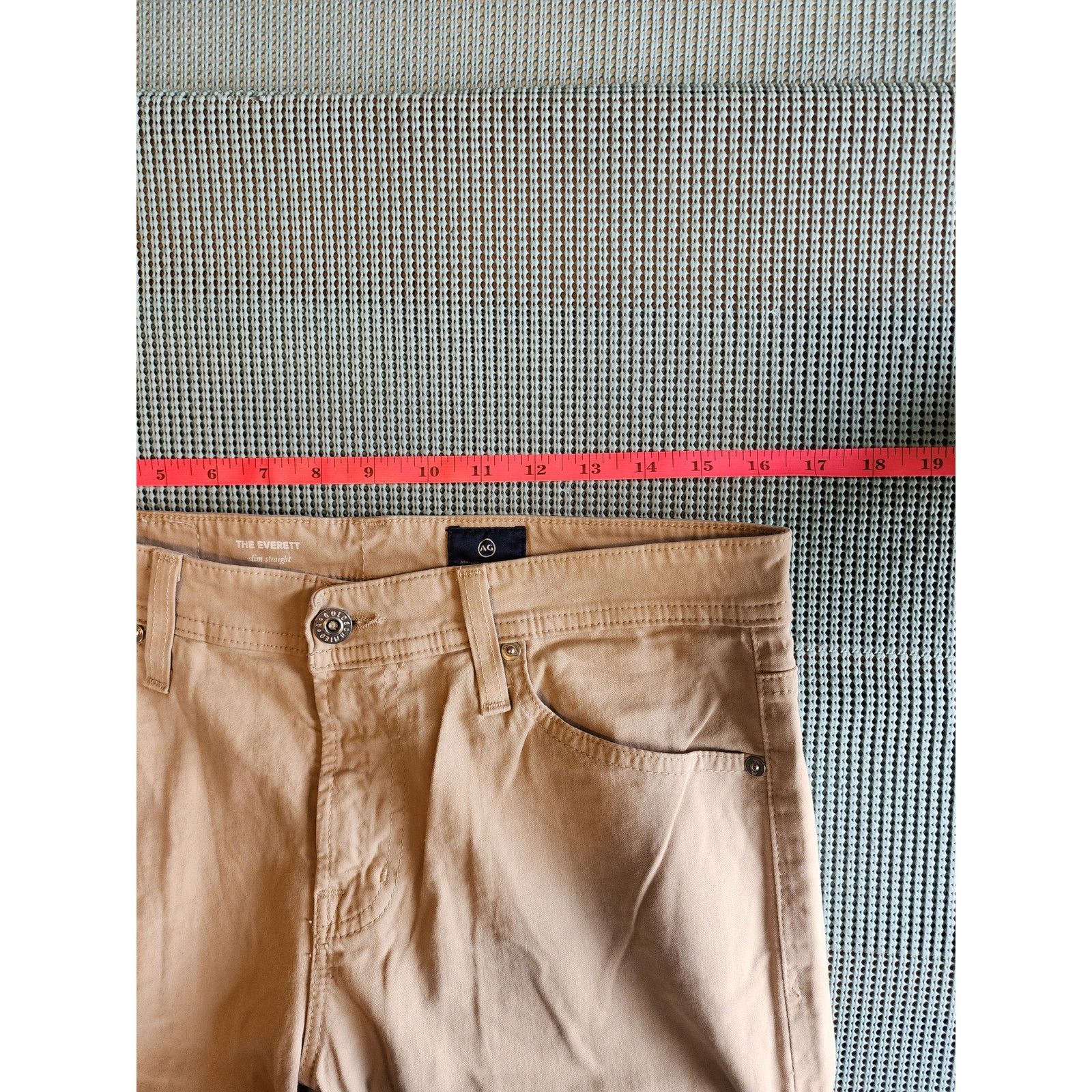 AG Adriano Goldschmied AG Everett Slim Straight Tan Pants 30X32 Size US 30 / EU 46 - 6 Thumbnail