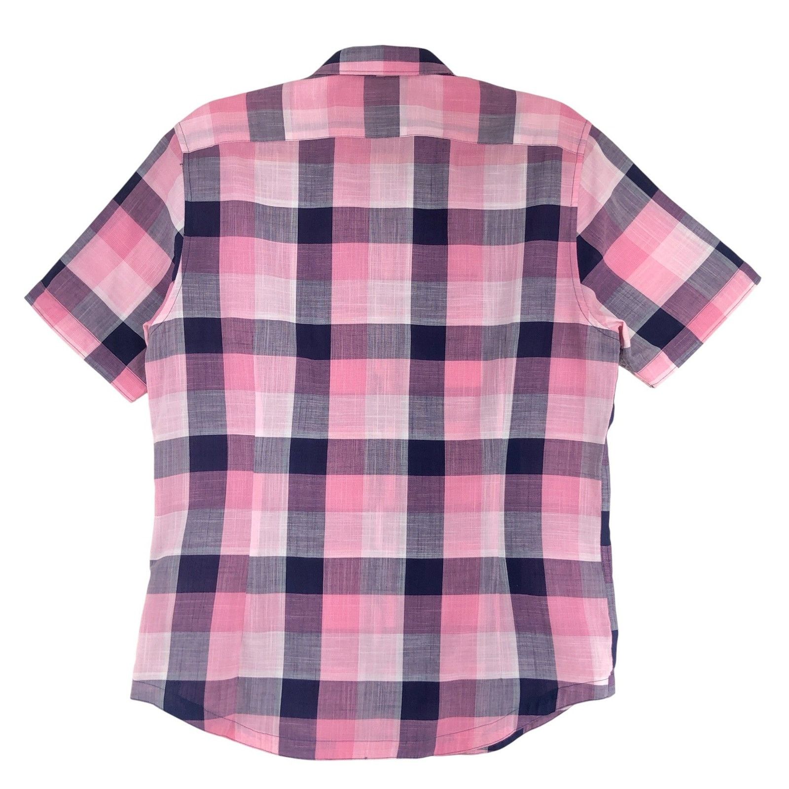 Good Man Brand GoodMan Brand Shirt S Pink Navy Plaid Short Sleeve TINY FLAW Size US S / EU 44-46 / 1 - 8 Thumbnail