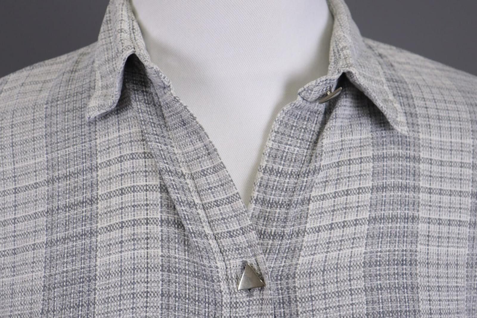 Designer Versace Sport Gray Check Textured Button Down Shirt Size 44 Size US M / EU 48-50 / 2 - 5 Thumbnail