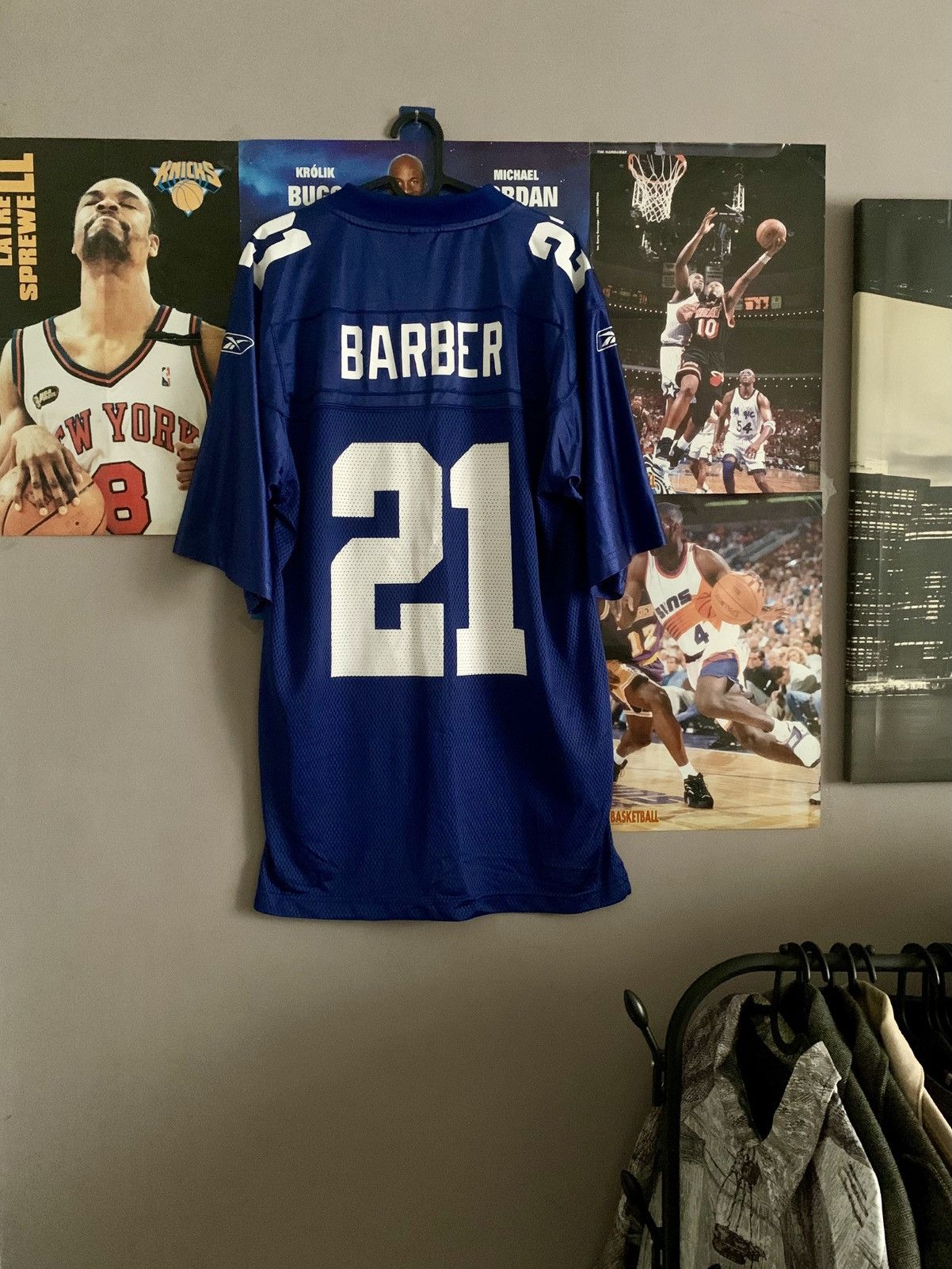 00s Vintage Reebok NFL New York Giants #21 Barber Jersey