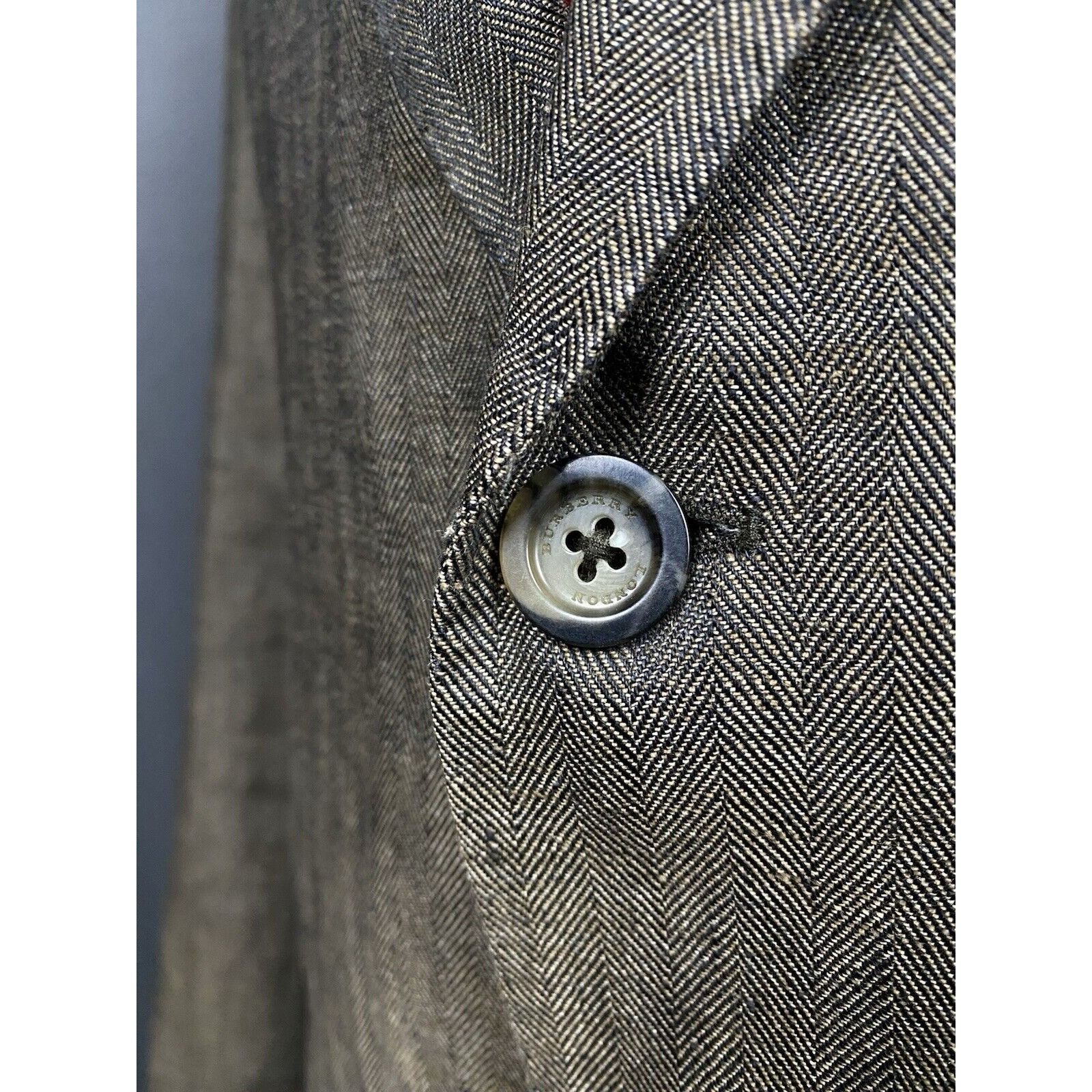 Burberry Burberry Nova Check Collar Herringbone Green Linen Blazer Sp Size 54R - 9 Thumbnail
