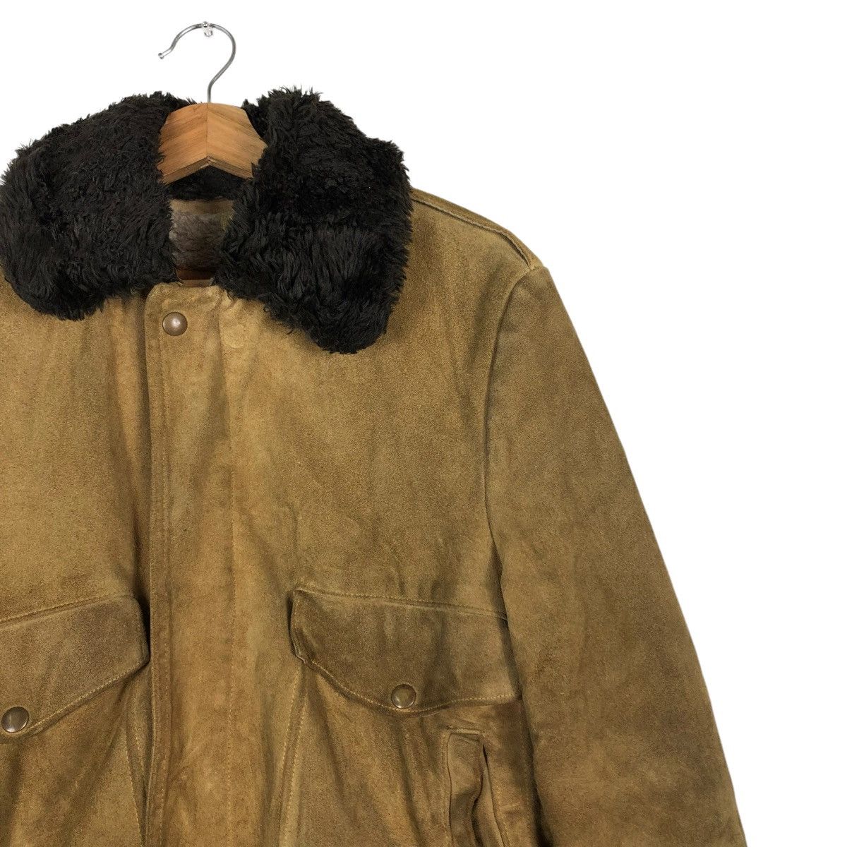 Genuine Leather 🔥TRUE VINTAGE 70’s WILLIAM BARRY USA SHERPA LINING MILITARY Size US M / EU 48-50 / 2 - 4 Thumbnail