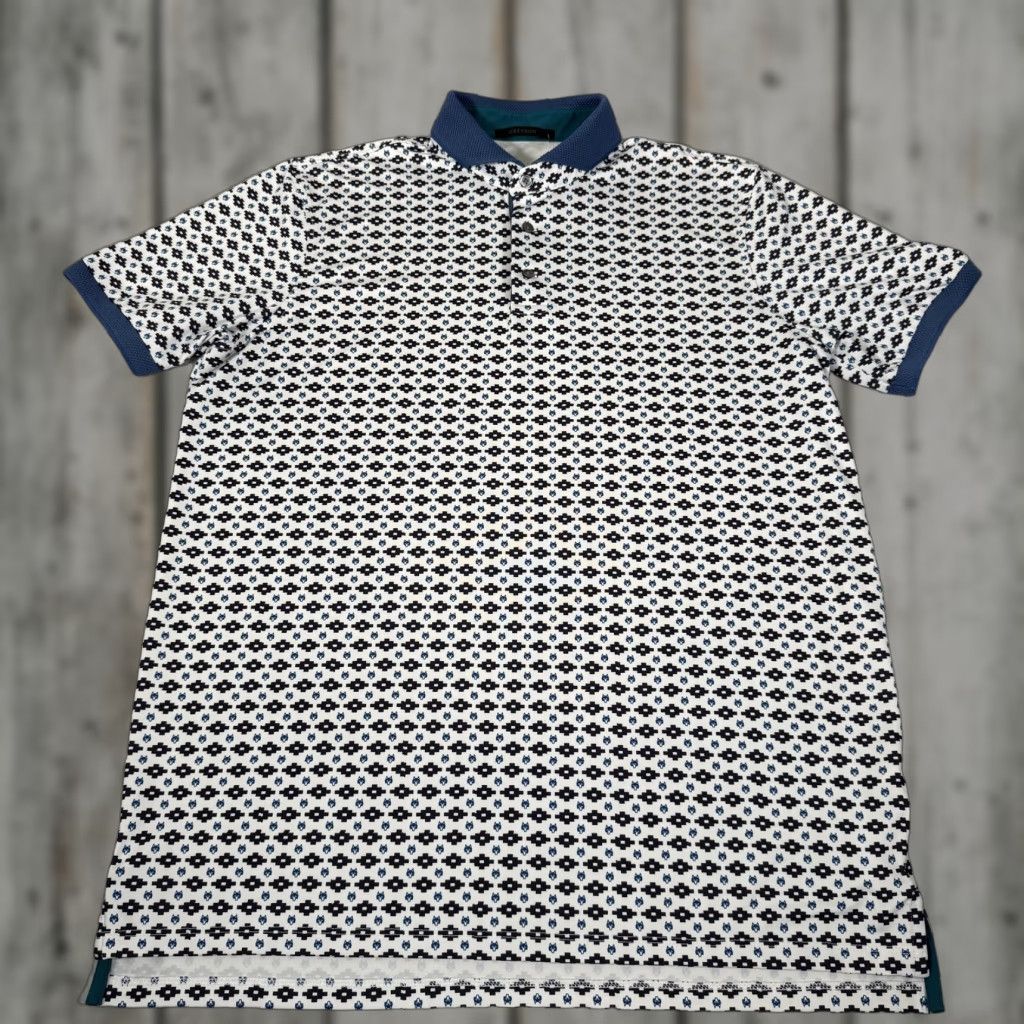 Vintage Greyson Polo Shirt Mens Large White Geometric Aztec Wolf Head Logo Stretch Golf Performance Size US L / EU 52-54 / 3 - 1 Thumbnail