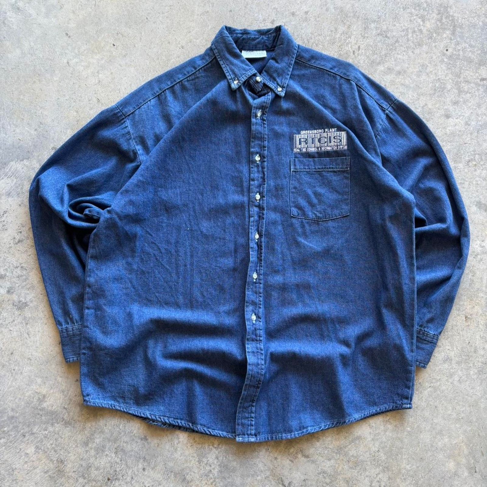 Carhartt × Vintage × Wrangler 90s Denim Embroidered Button Up Shirt Size US XL / EU 56 / 4 - 1 Thumbnail