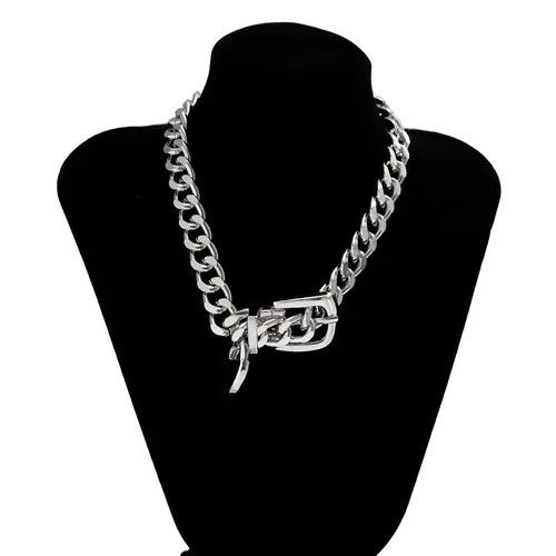 Designer × Jewelry Punk Exaggeration Belt Buckle Choker Necklace Size ONE SIZE - 3 Thumbnail