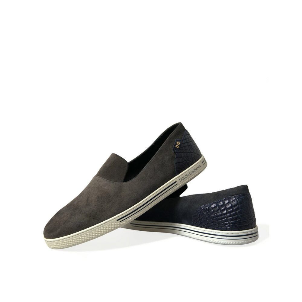 Dolce & Gabbana Dolce & Gabbana Elegant Blue Suede & Crocodile Slippers Size US 8 / EU 41 - 7 Thumbnail