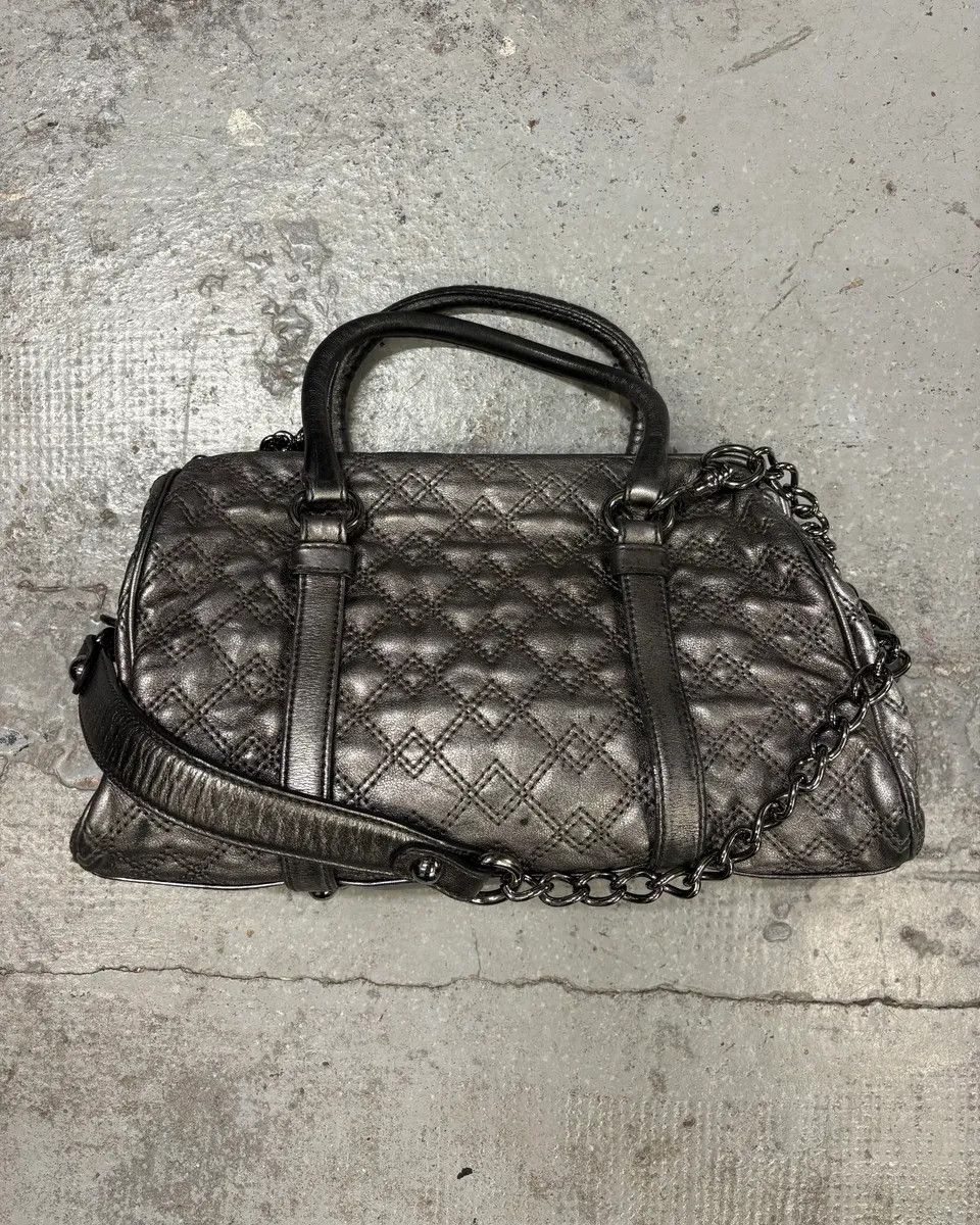 2000s Dolce & Gabbana Susanne Silver Grey Handle Leather Bag