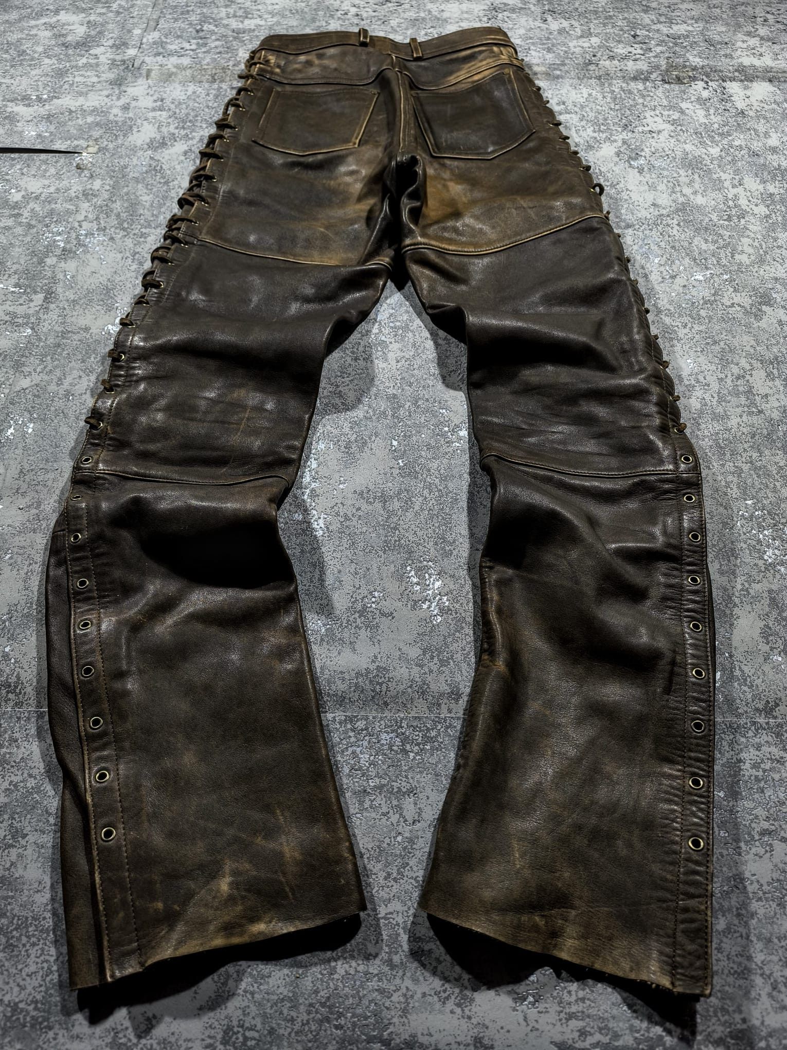 Japanese Brand Vtg Kmrii Type String Faded Distressed Western Leather Pants Size US 28 / EU 44 - 5 Thumbnail