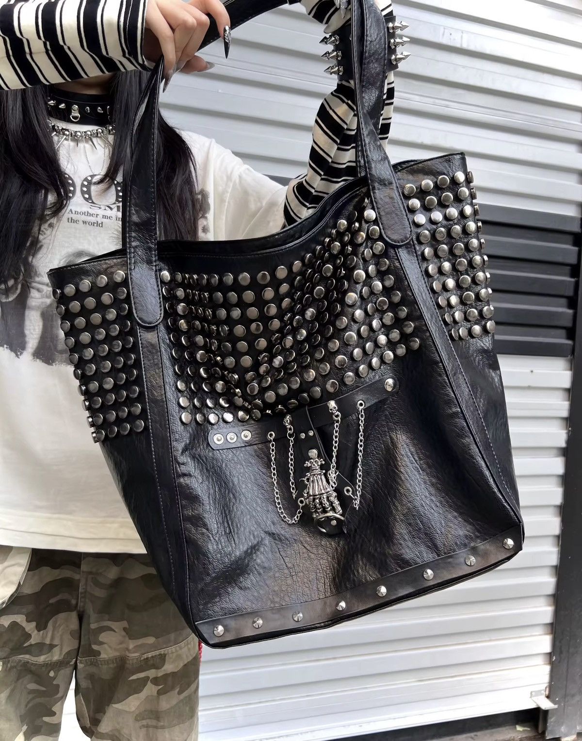 Other Punk Gothic Rivets Pu Soft Leather Large Skull Unisex Bag Size ONE SIZE - 1 Thumbnail
