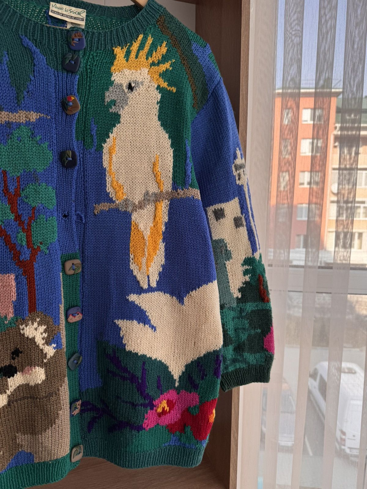 Vintage Vintage Signature Sydney Parrot & Coala Luxury Wool Cardigan Size US L / EU 52-54 / 3 - 4 Thumbnail