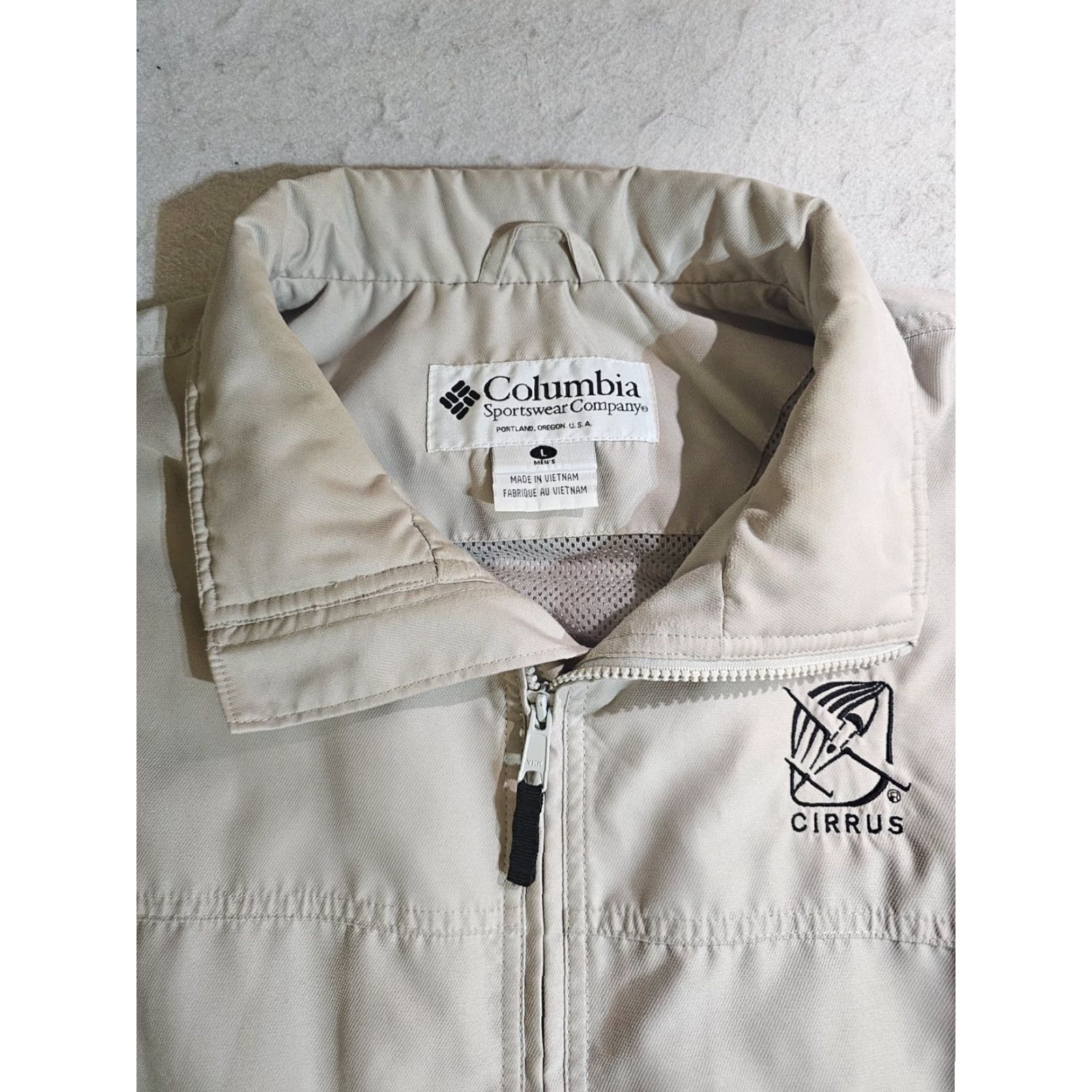 Vintage Columbia Sportswear x Cirrus Airplanes Windbreaker Jacket Full Zip Mens Size XL Beige Size L / US 10 / IT 46 - 3 Thumbnail