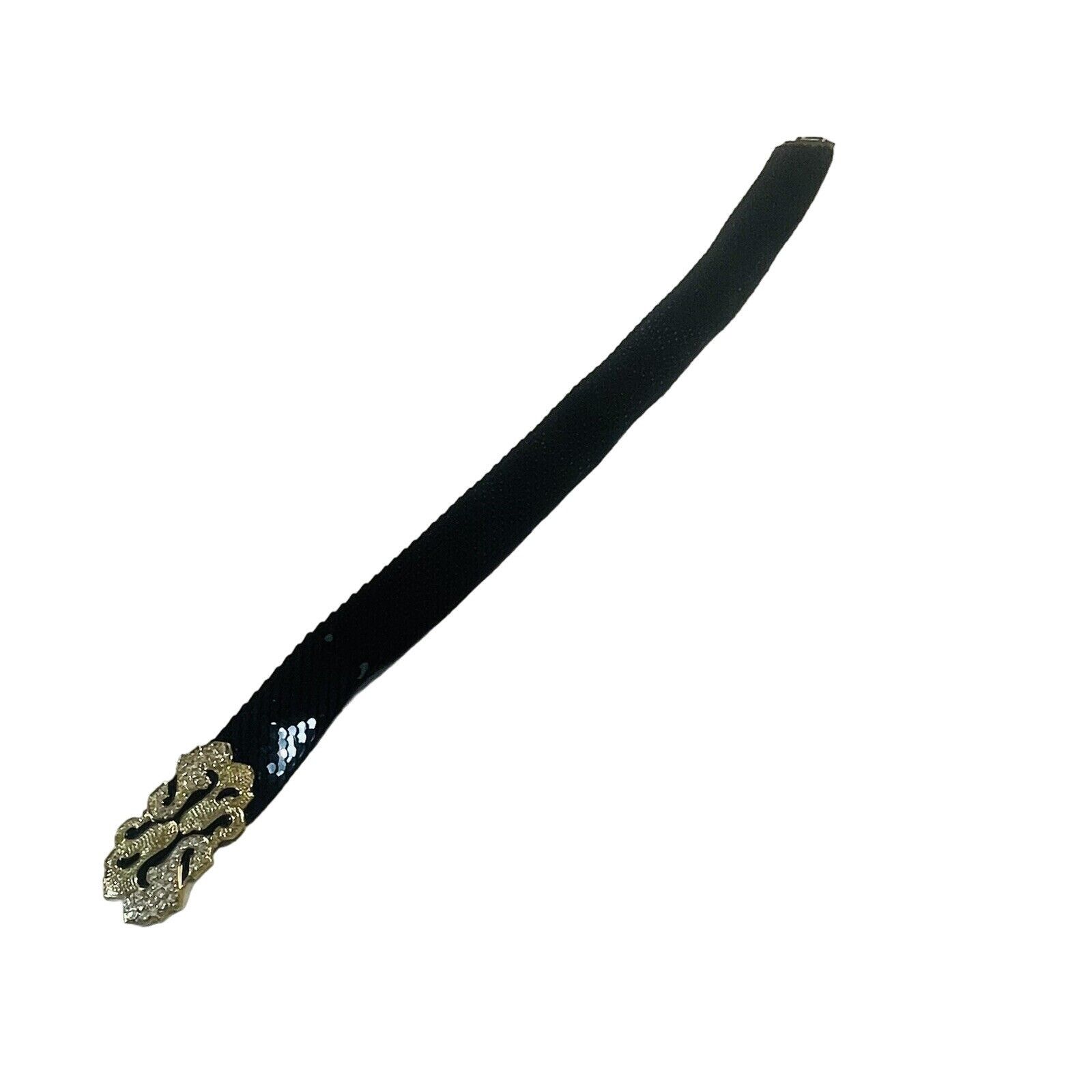 Vintage Vintage Gantos S Black Sequence Belt W Gold Bling Buckle Str Size ONE SIZE - 11 Thumbnail
