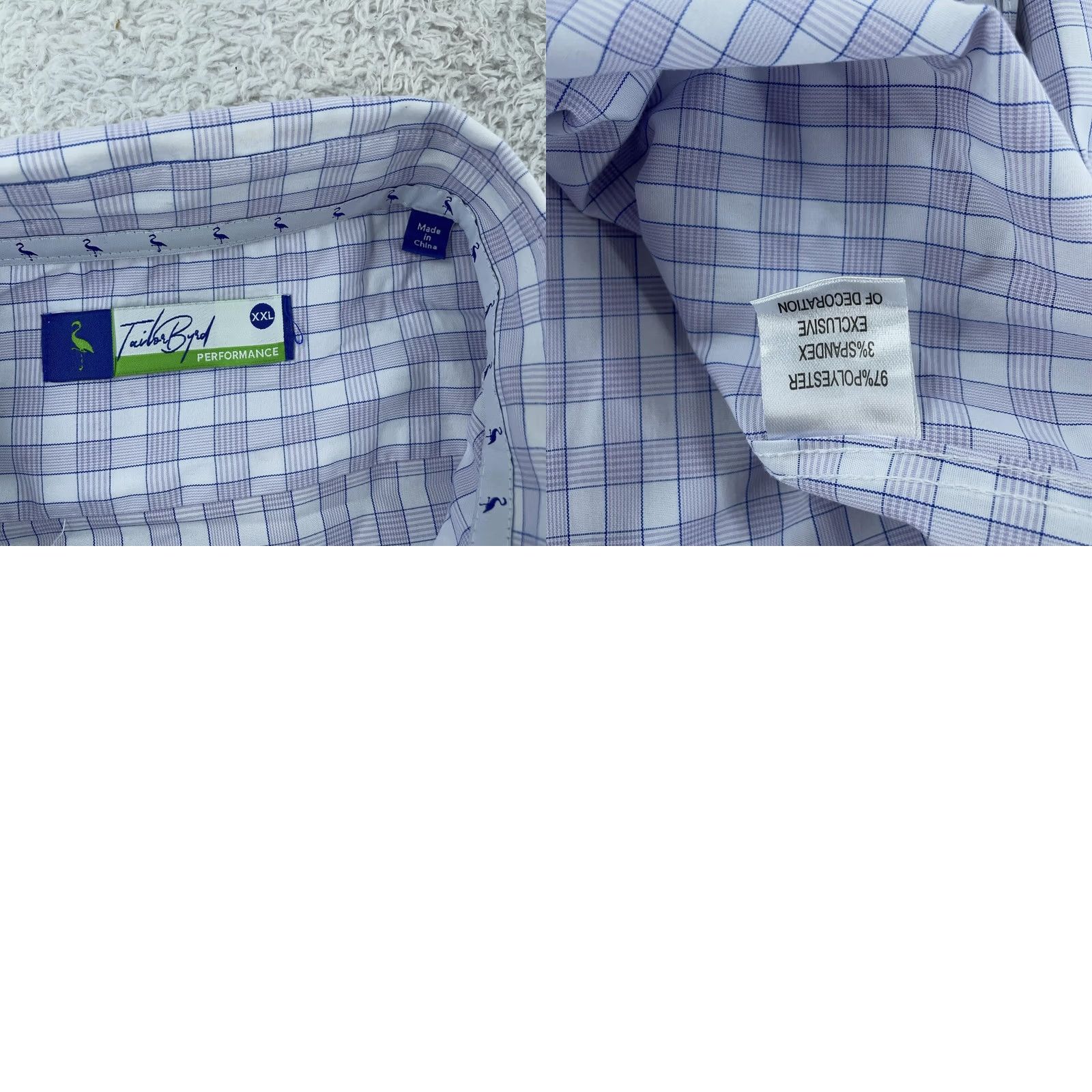 Tailorbyrd TAILORBYRD Performance Shirt Mens 2XL Blue White Plaid Button-Down Collar Shirt Size US XXL / EU 58 / 5 - 8 Thumbnail