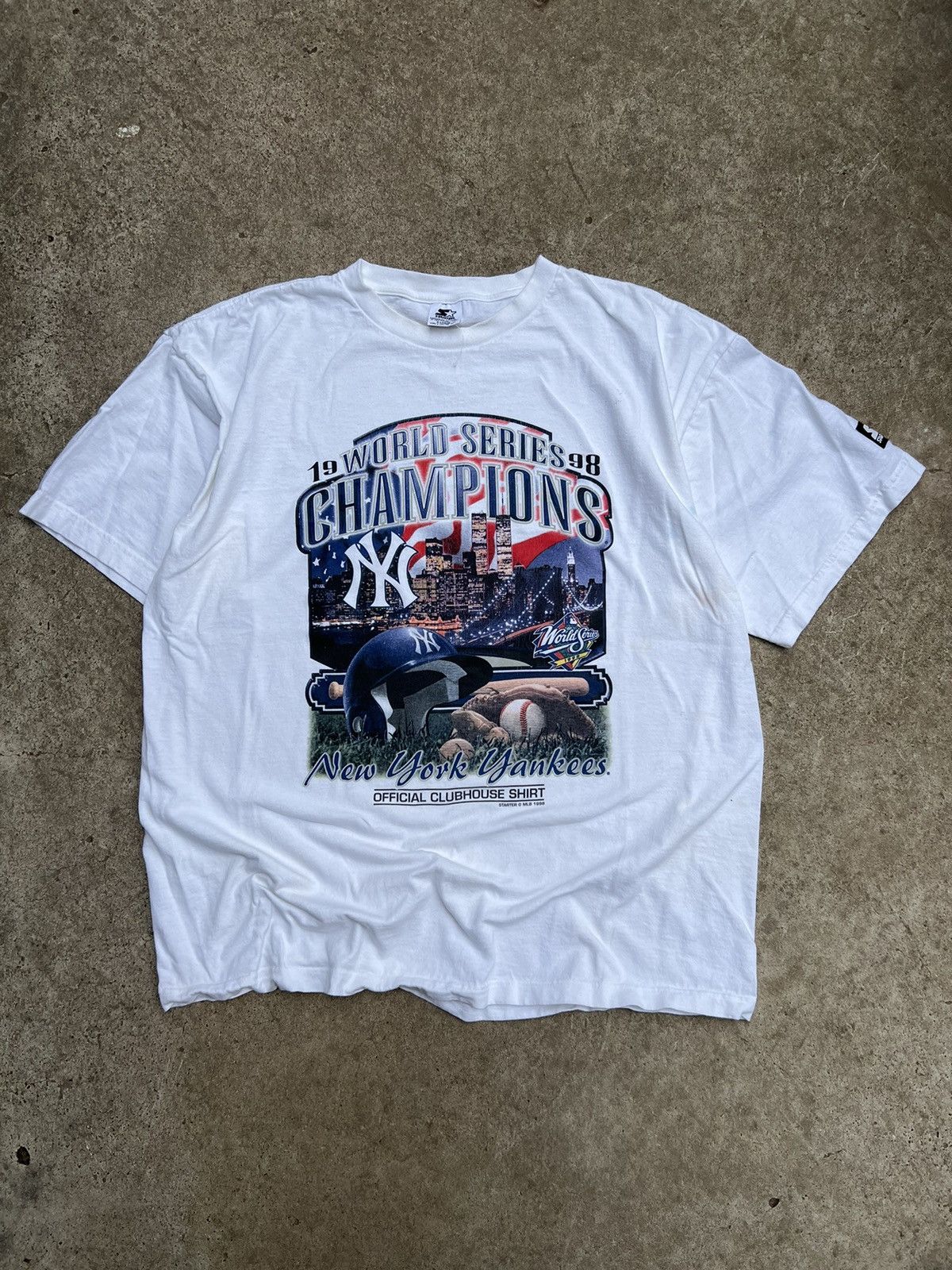 MLB × Vintage Vintage 90’s MLB Starter New York Yankees T Shirt Size US XL / EU 56 / 4 - 2 Thumbnail