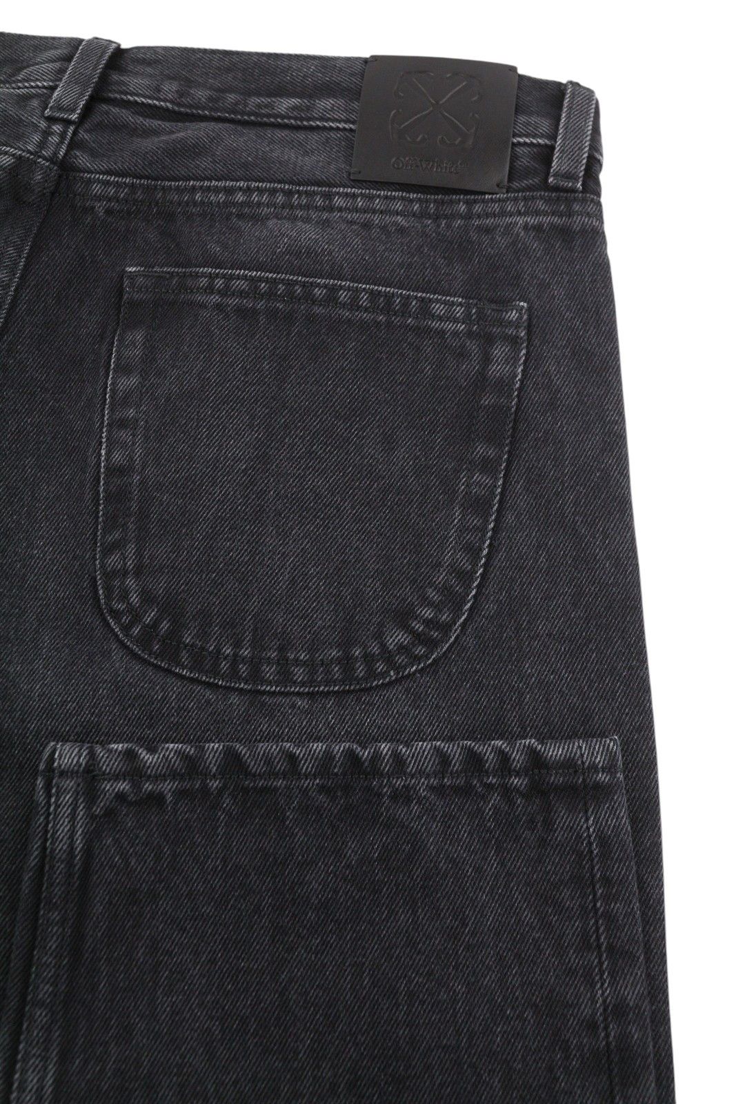 Off-White ARR TAPERED W32 Washed Black Button Fly Logo 84397 Size US 32 / EU 48 - 5 Thumbnail