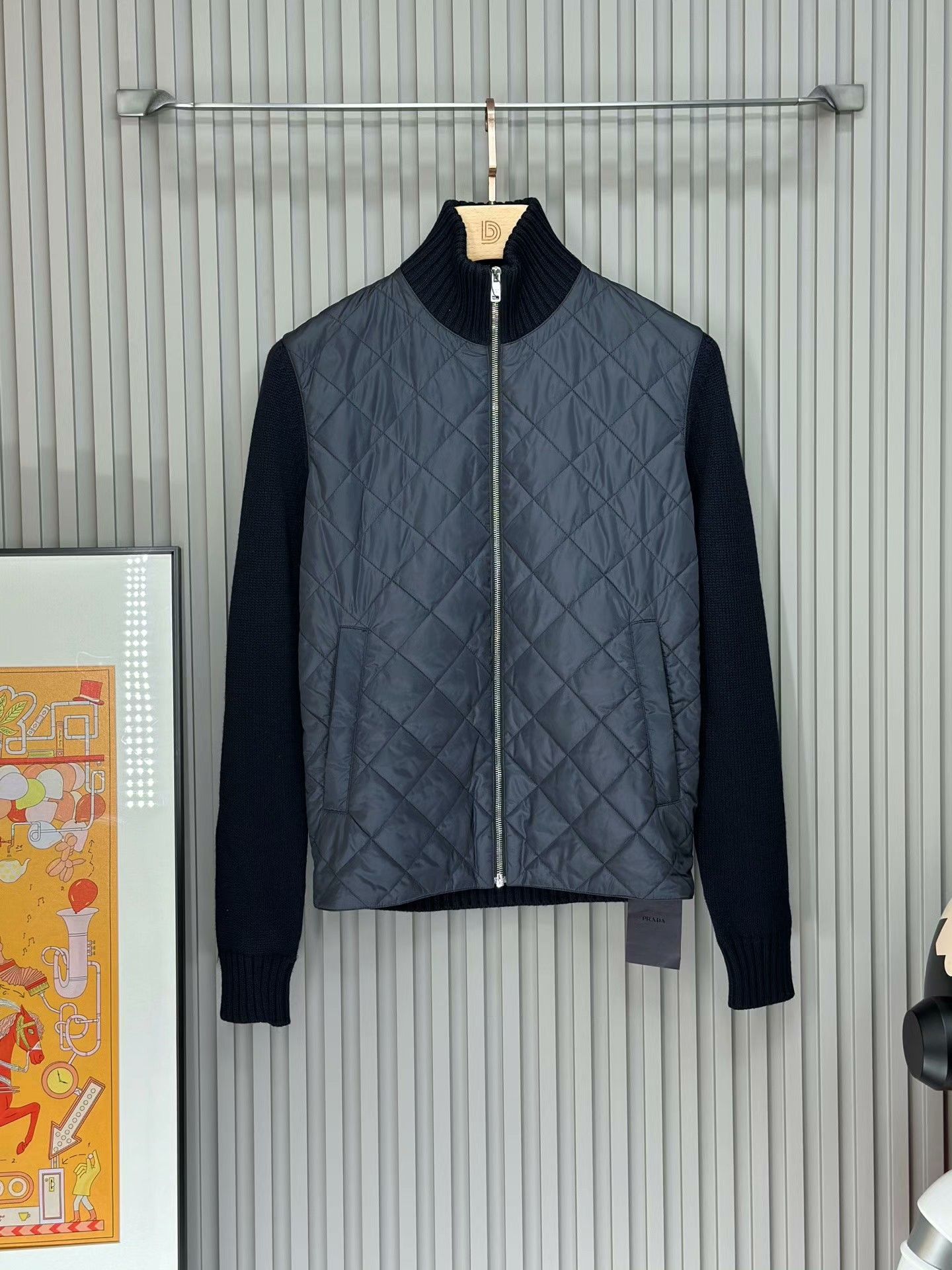 Prada PRADA Navy Knit Paneled Jacket Size US S / EU 44-46 / 1 - 1 Thumbnail