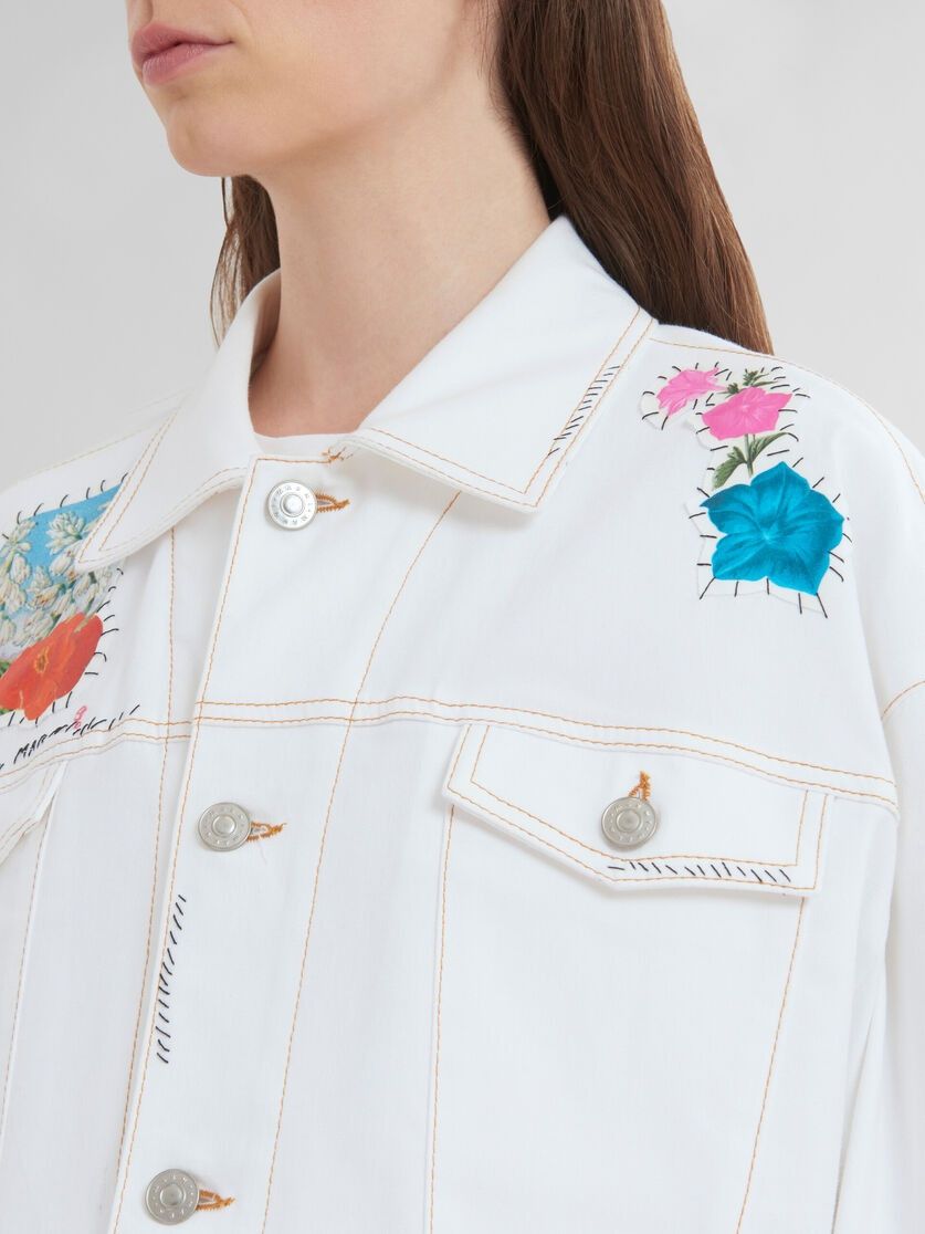 Marni oc11z0525 Denim Jacket in White Size S / US 4 / IT 40 - 4 Thumbnail