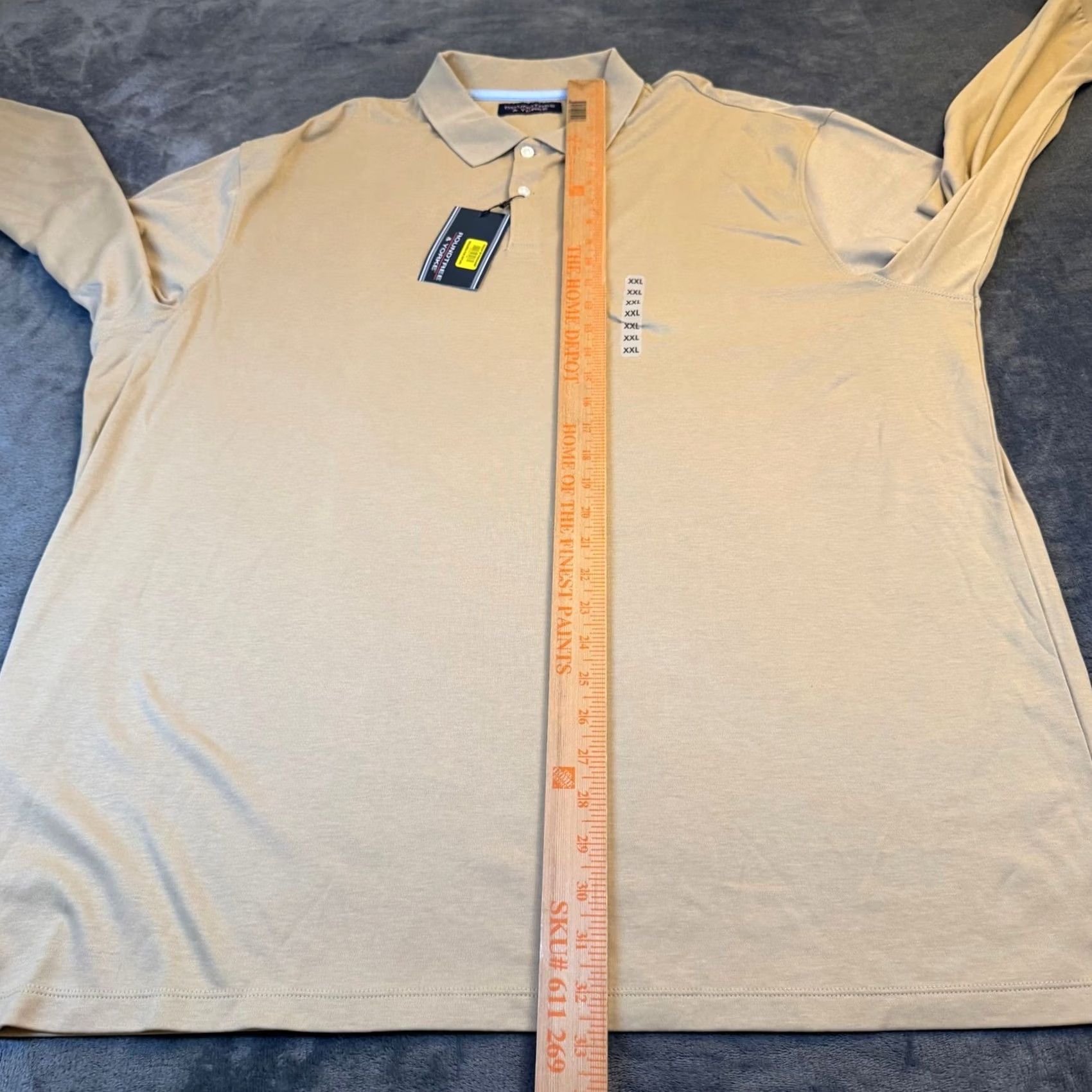 Roundtree & Yorke Roundtree & Yorke Supima Cotton Polo Shirt Mens XXL Tan Long Sleeve Ribbed NWT Size US XXL / EU 58 / 5 - 7 Thumbnail