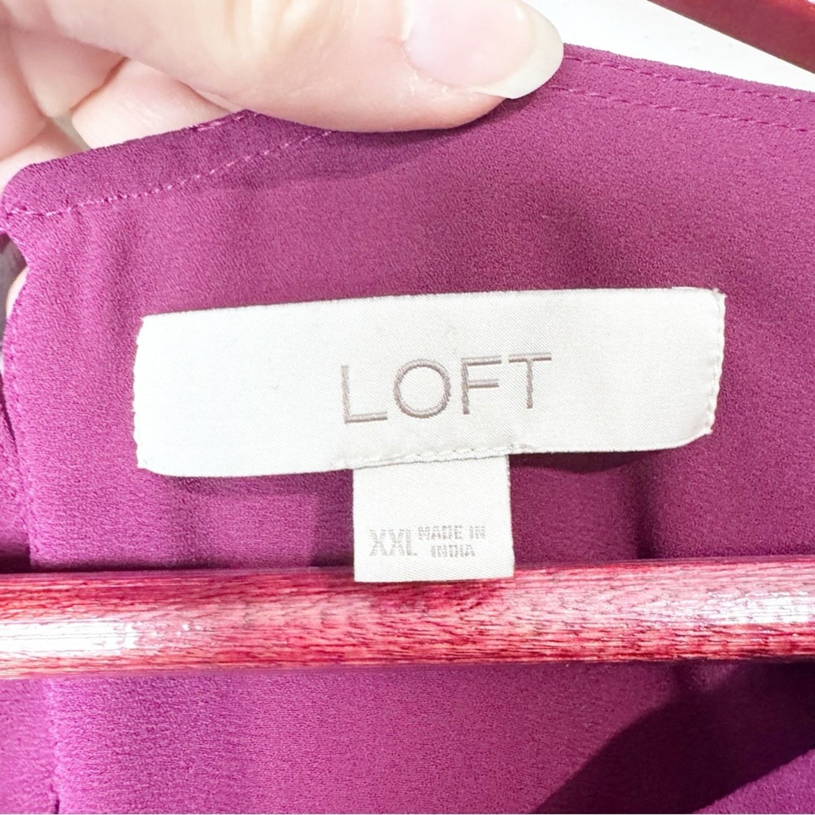 Loft Loft Burgundy Split Button Bodice Popover Blouse Womens XXL Size XXL / US 16-18 / IT 52-54 - 3 Thumbnail