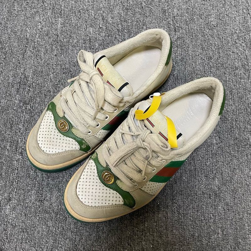 Gucci Screener Vintage Sneakers in Gray Green -