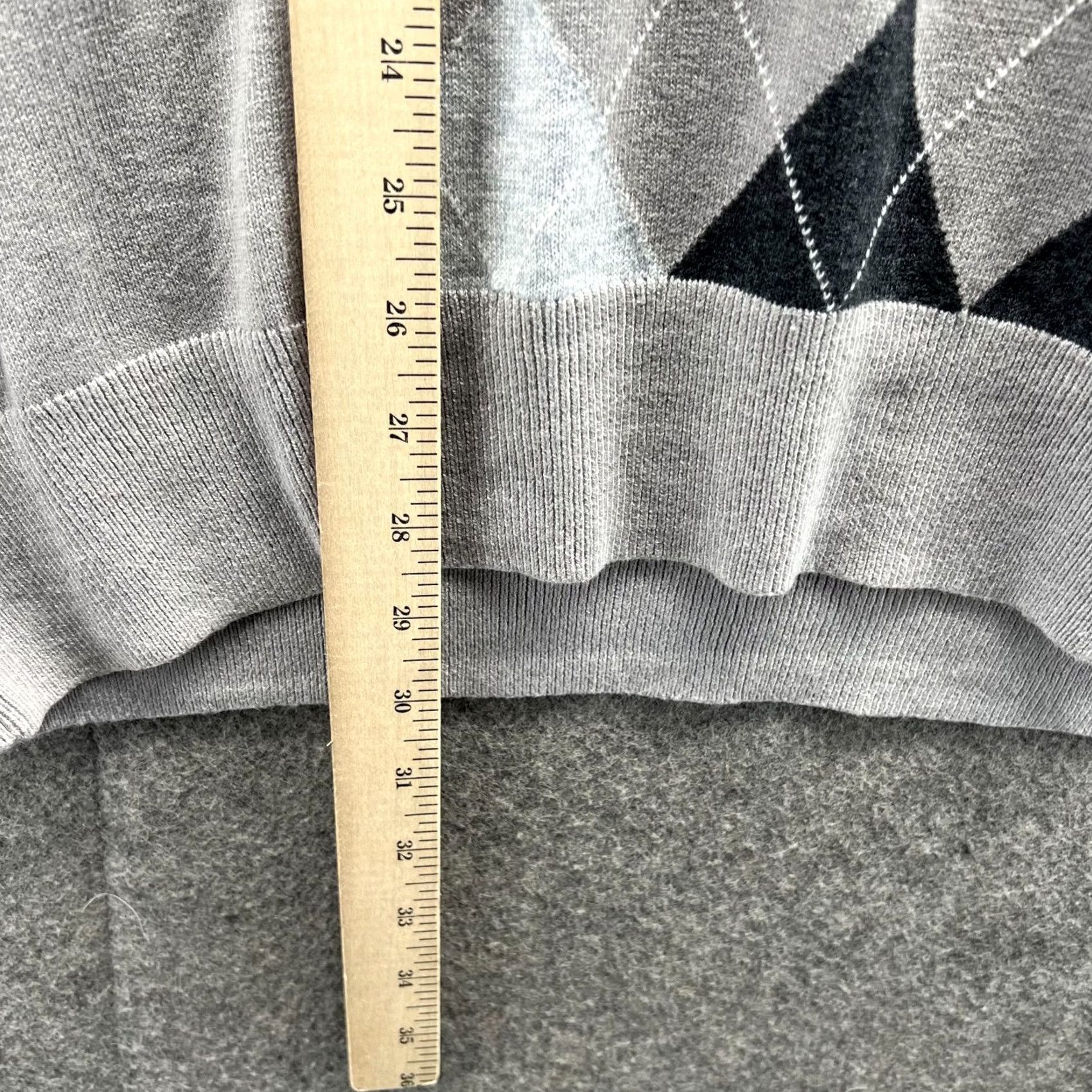 Banana Republic Banana Republic Sweater XL Gray Argyle Cotton Knit Pullover V-Neck Mens Size US XL / EU 56 / 4 - 6 Thumbnail