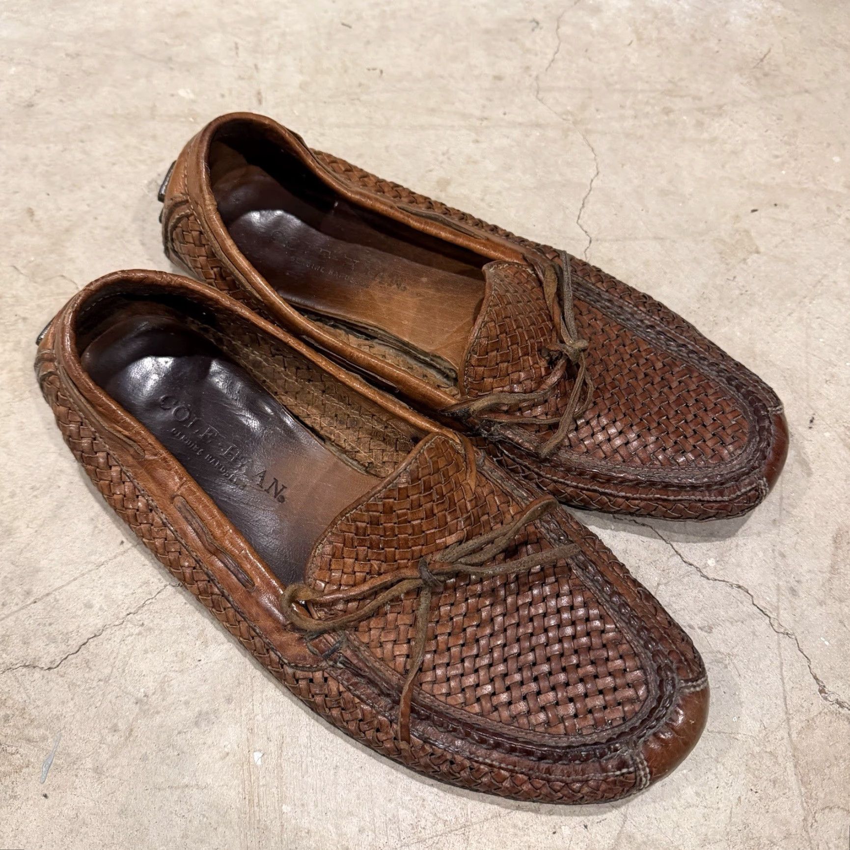 Cole Haan Cole Haan Nutmeg Brown Woven Leather Loafers Size US 10.5 D VTG Unisex Adults Shoes Brown Loafers Nutmeg 10240 Size US 10 / IT 40 - 2 Thumbnail