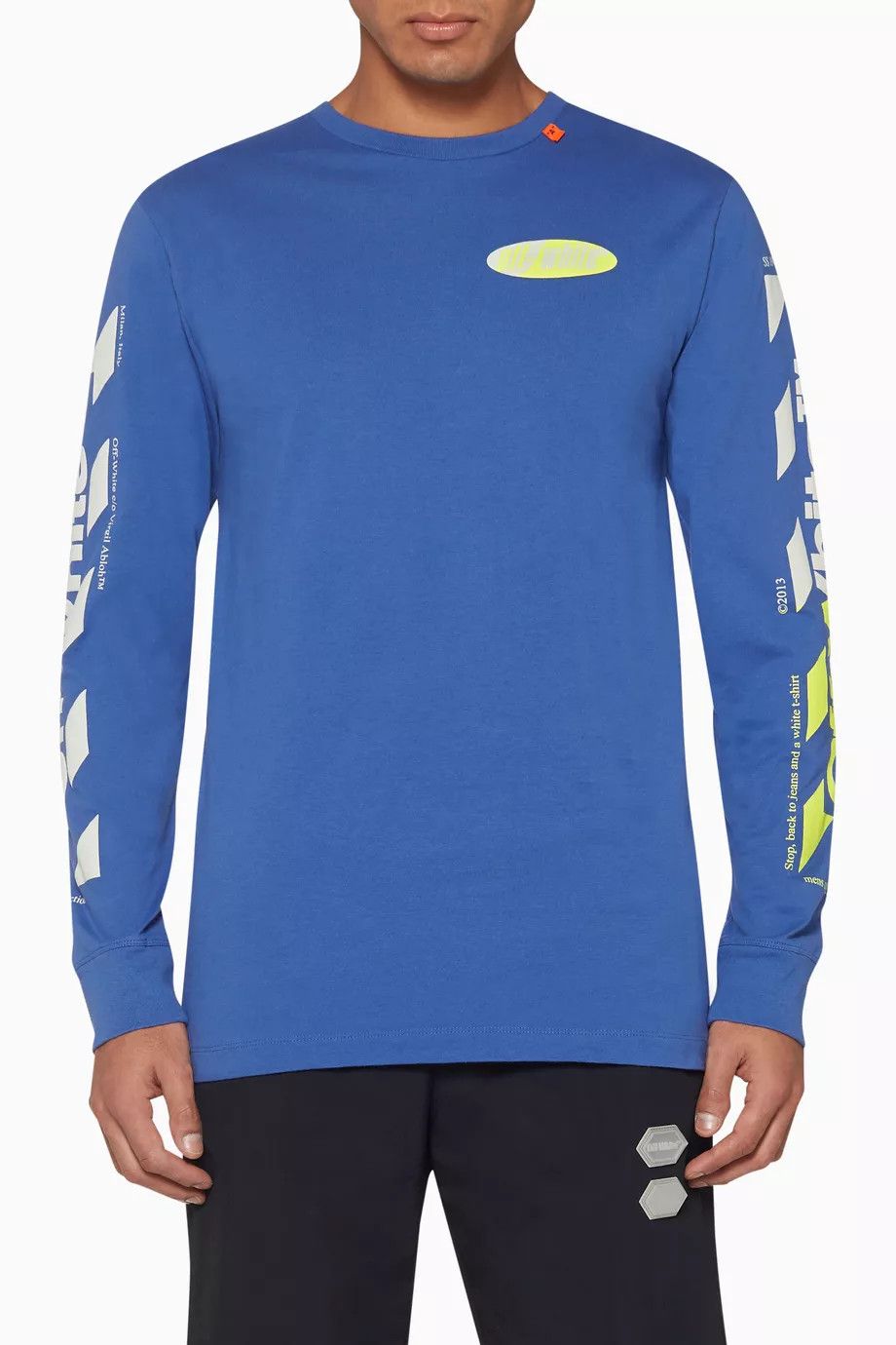 Off-White Blue Diag Split Arrows Logo Long Sleeve T-Shirt Size M / US 6-8 / IT 42-44 - 3 Thumbnail