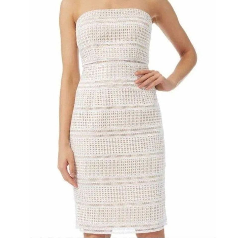 Adrianna Papell New Adrianna Papell Lace Eyelet Mini Dress SIZE 8 White Size M / US 6-8 / IT 42-44 - 1 Thumbnail