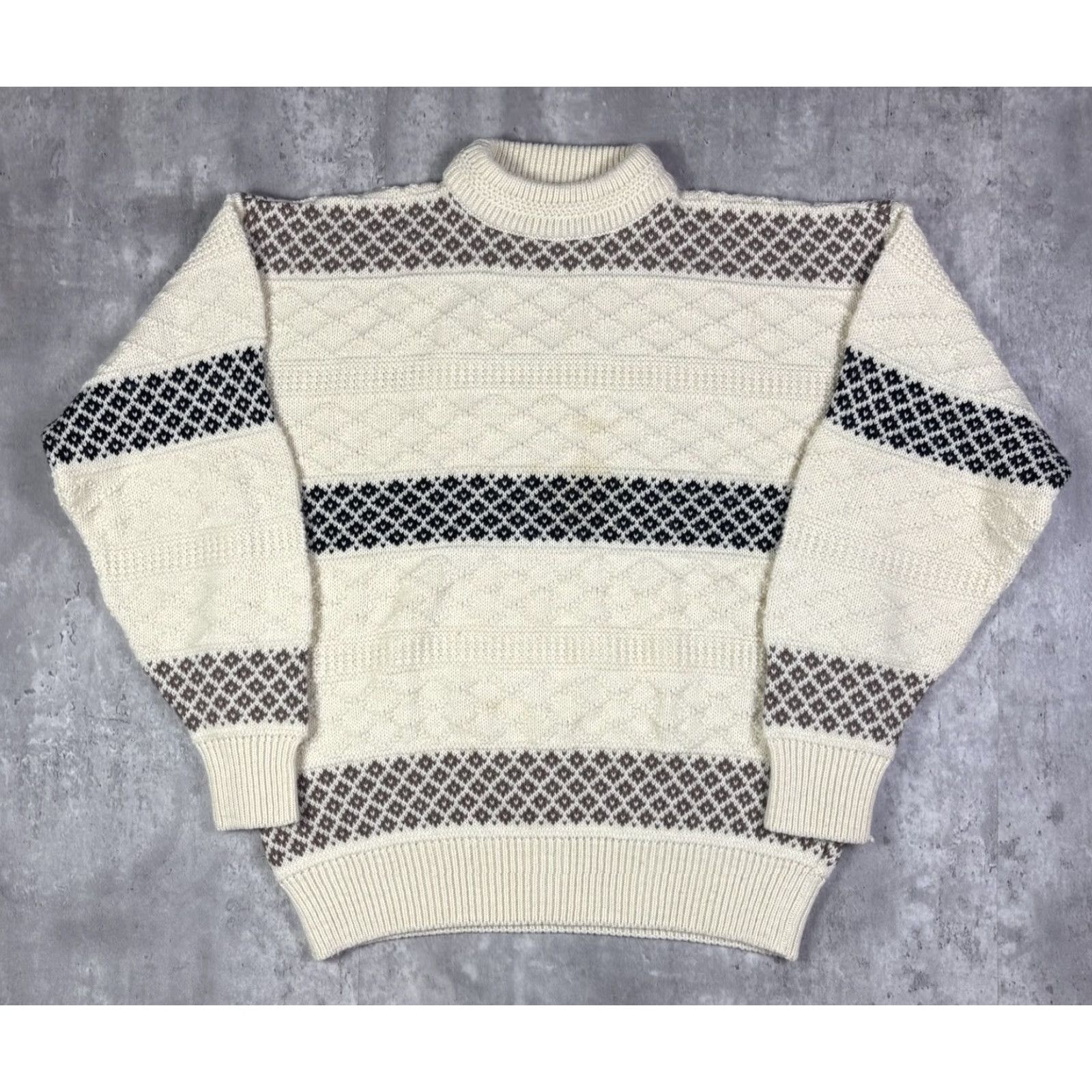 Vintage VINTAGE Giorgio White Striped Knitted Sweater Mens M Cotton Crew Neck Pullover 90s Classic Dad Knit Size US M / EU 48-50 / 2 - 2 Thumbnail