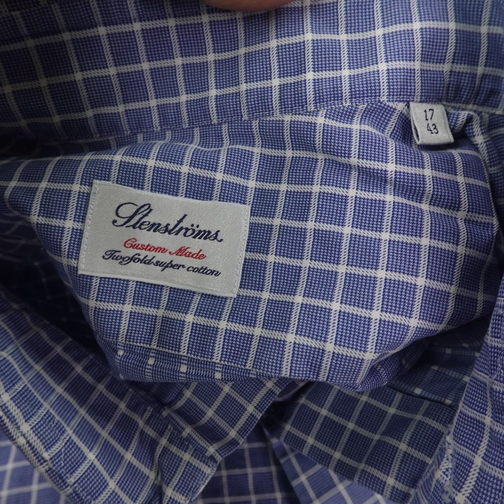 Vintage Stenstroms Shirt Mens XL Blue White Plaid Twofold Super Cotton Button Up Size US XL / EU 56 / 4 - 7 Thumbnail