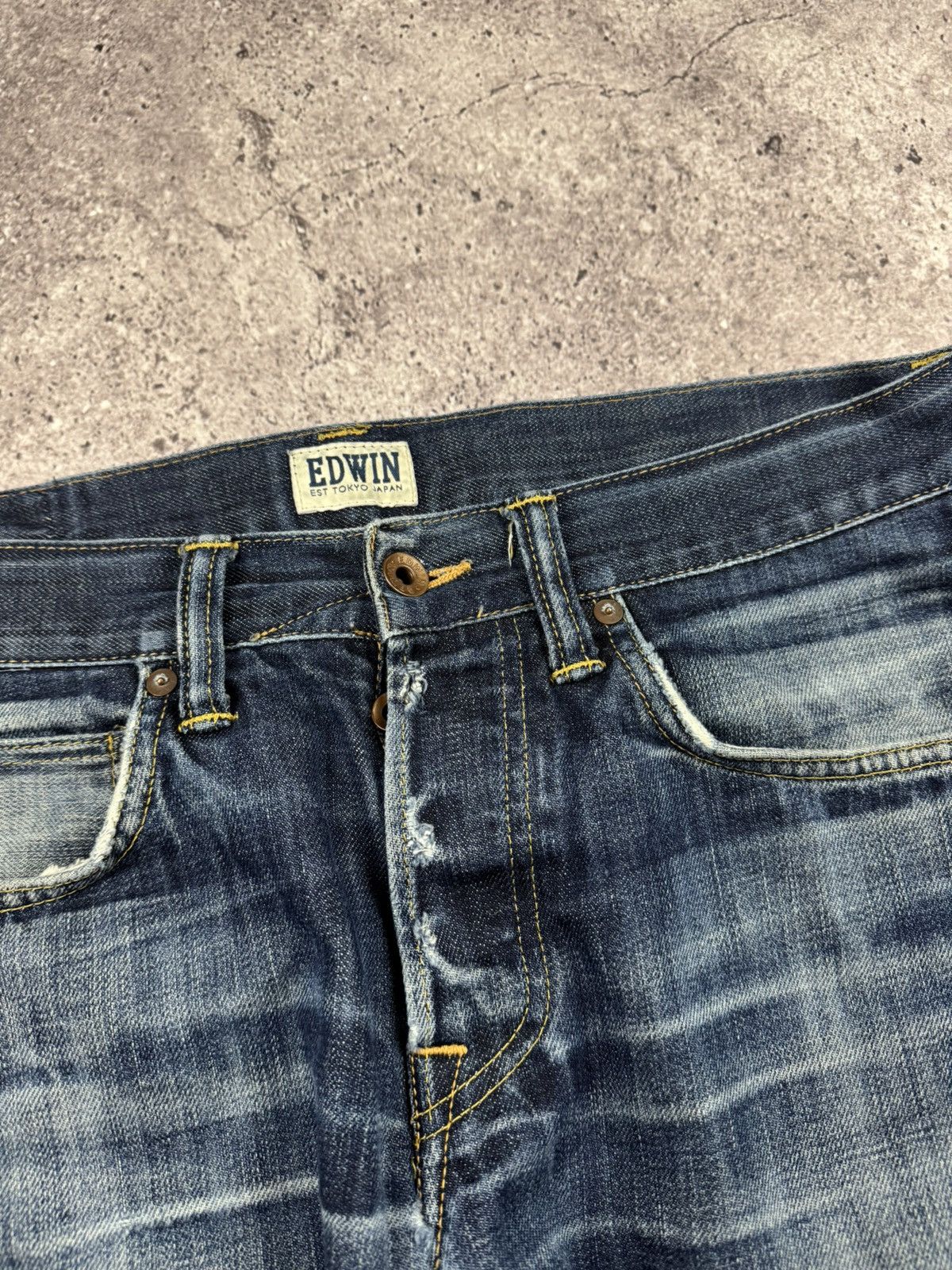 Edwin VINTAGE EDWIN BAGGY DISTRESSED JEANS JAPANESSE DENIM Y2K Size US 32 / EU 48 - 7 Thumbnail