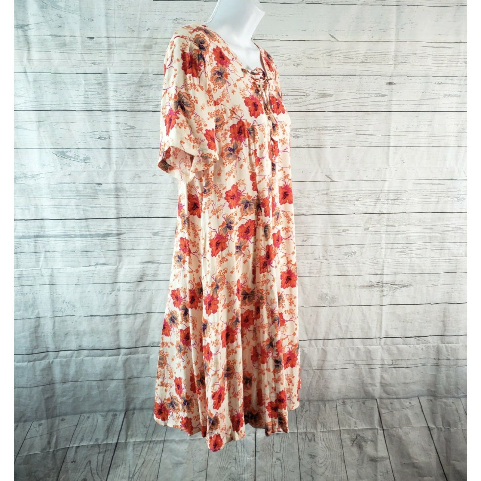 Pinko ASTR Womens Dress Lace Up Pink Floral Short Sleeve Viscose Sz M Size 32" / US 10 / IT 46 - 3 Thumbnail