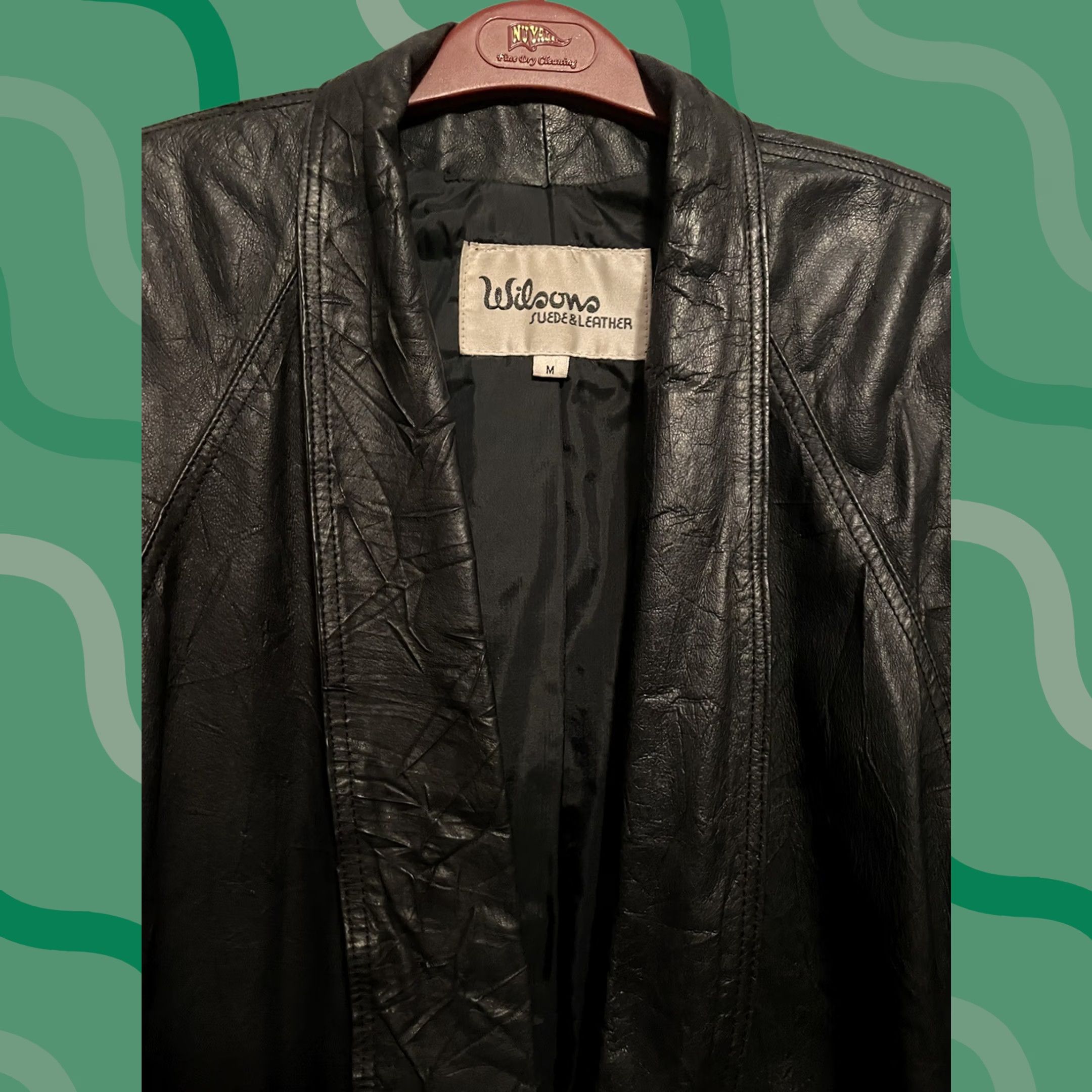 Vintage VINTAGE Men’s Trench Coat Wilsons Leather Black Long Button Double Breasted 90s Mens M Size US M / EU 48-50 / 2 - 1 Thumbnail