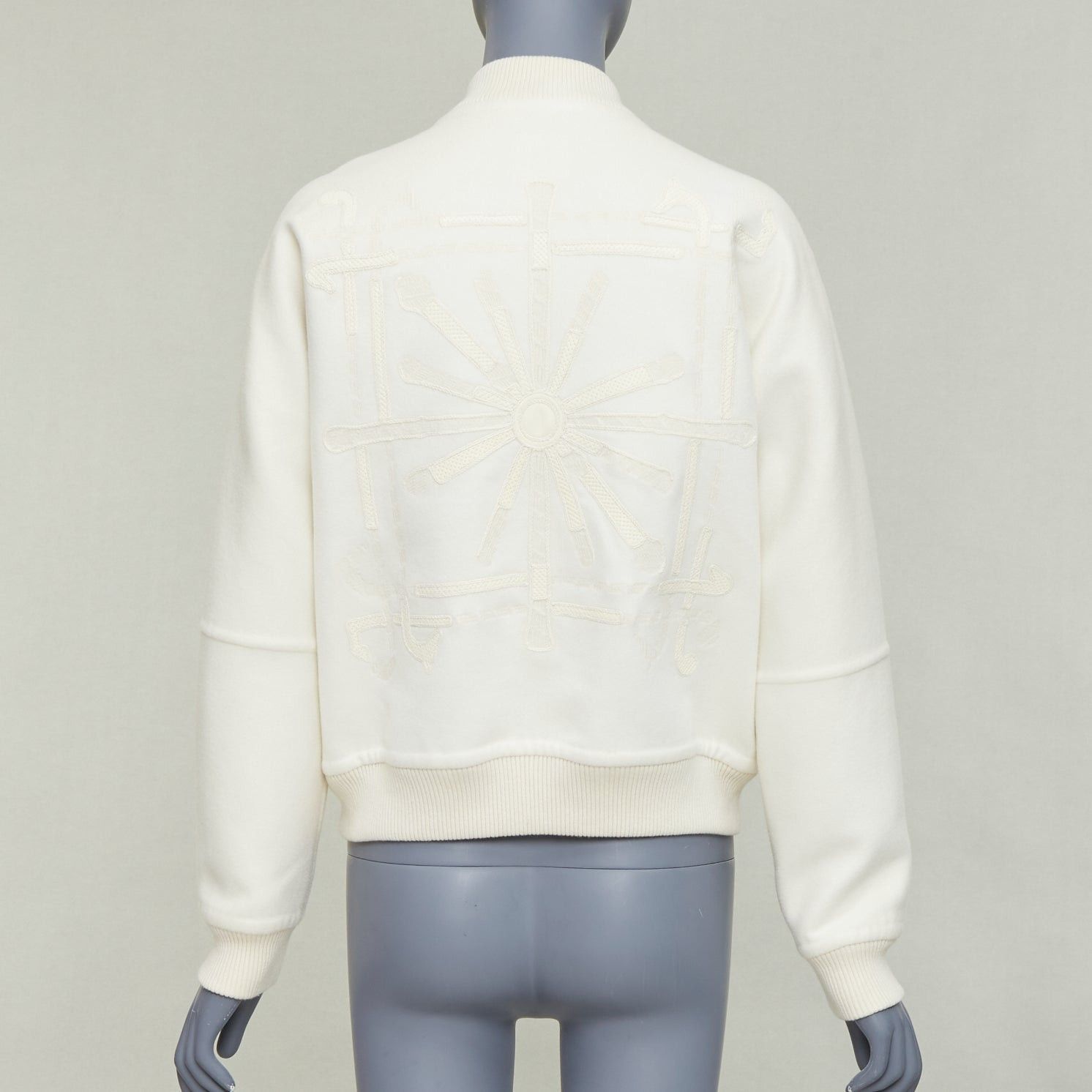 Hermes HERMES double faced 100% cashmere leather applique back bomber jacket FR38 M Size M / US 6-8 / IT 42-44 - 1 Thumbnail