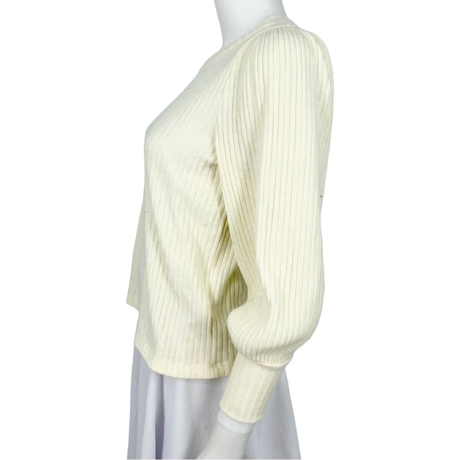 Madewell Madewell Cream Balloon Long Sleeve Crewneck Sweater Size XS Size XS / US 0-2 / IT 36-38 - 4 Thumbnail