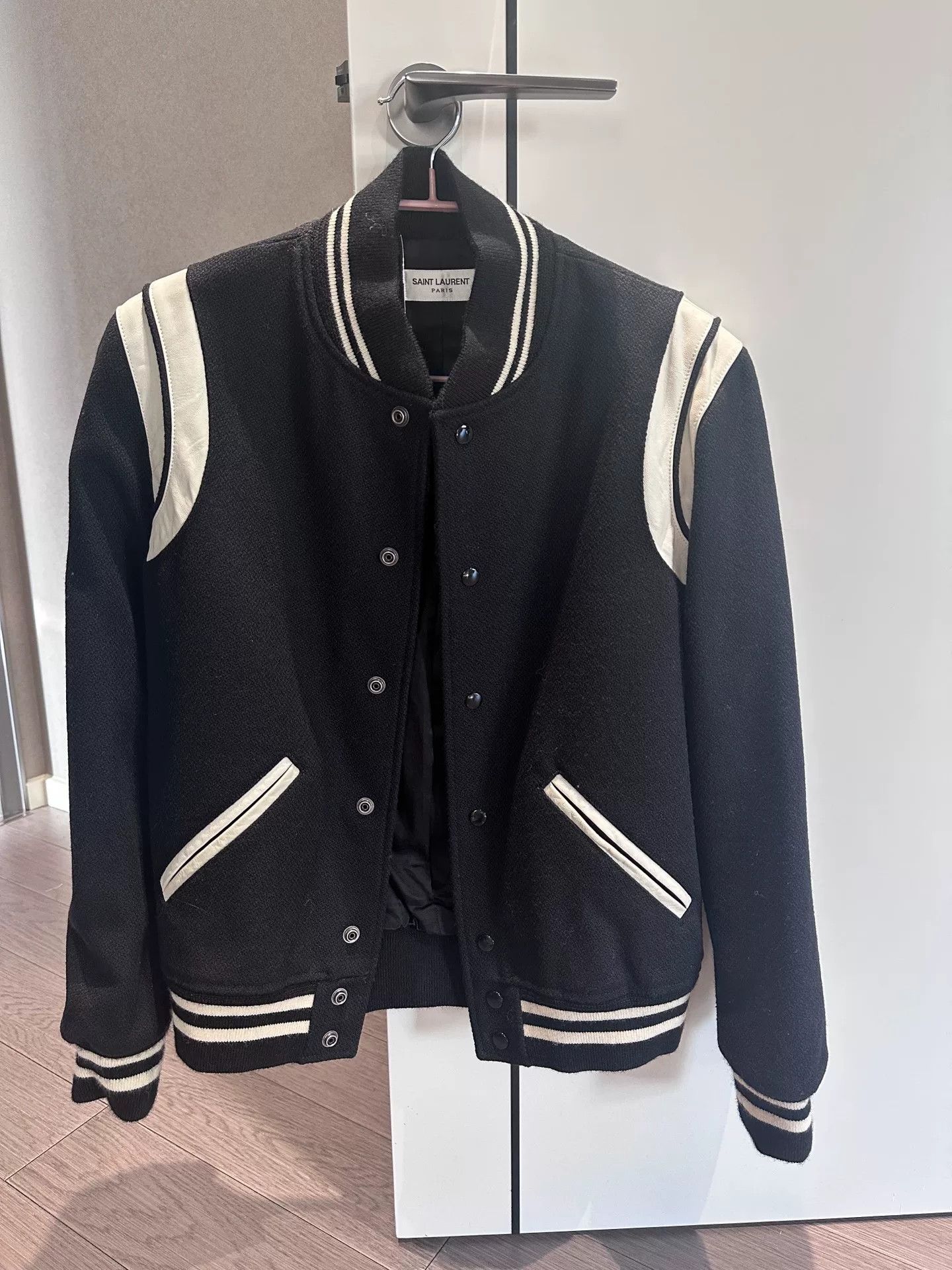 Saint Laurent Paris Saint Laurent Black White Baseball Jacket Size US M / EU 48-50 / 2 - 1 Thumbnail