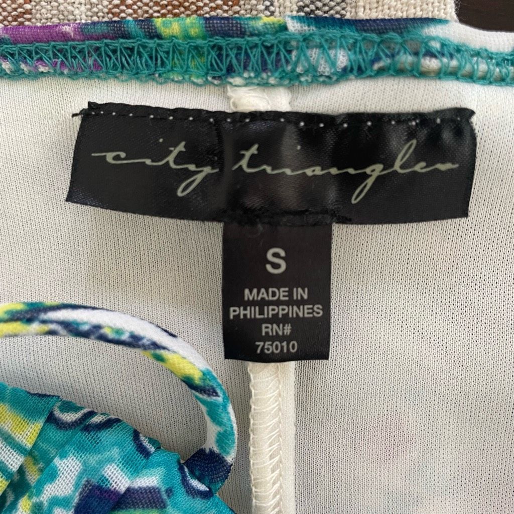 Other Y2K City Triangles Mini Dress Teal Purple Yellow Empire Wais Size S / US 4 / IT 40 - 7 Thumbnail
