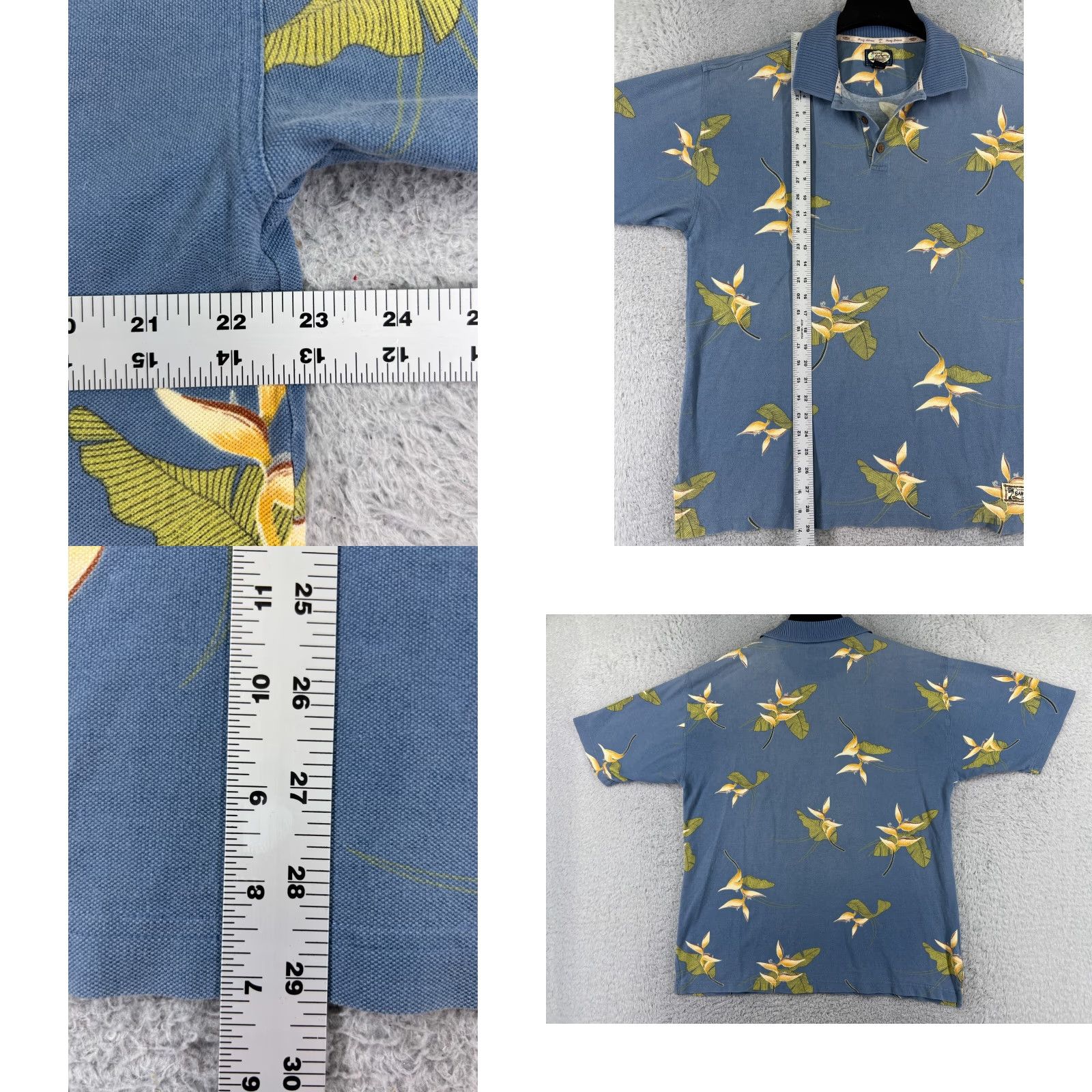 Tommy Bahama Tommy Bahama Polo Shirt Mens Large Blue Floral 100% Cotton Silk Blend Knit Regular Short Sleeve Upscale Casual Polo Mens L Blue Floral Modern Sports Size US L / EU 52-54 / 3 - 8 Thumbnail