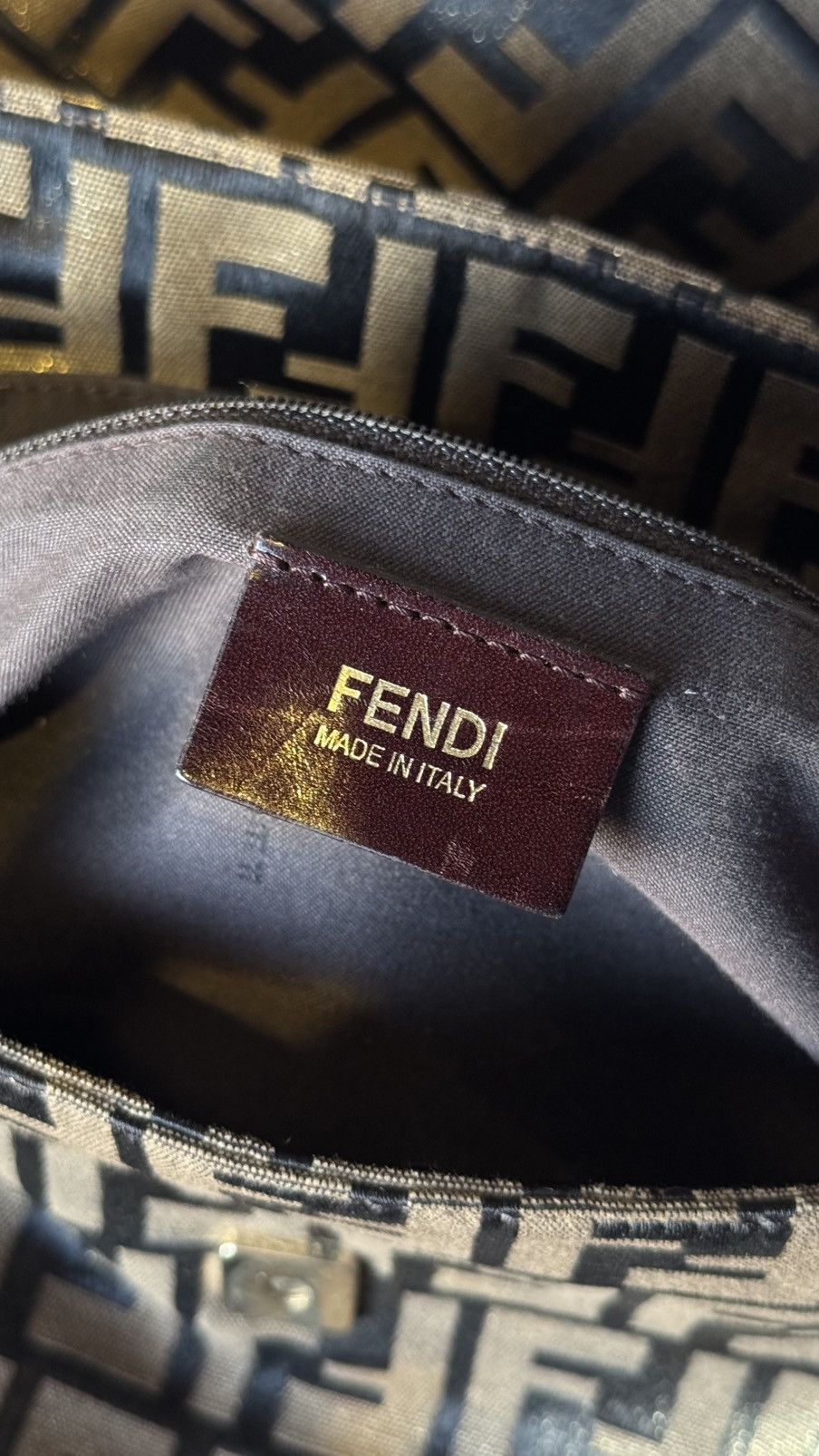 Fendi FENDI Gold/Black Zucca Print Canvas Mia Flap Bag Size ONE SIZE - 13 Thumbnail
