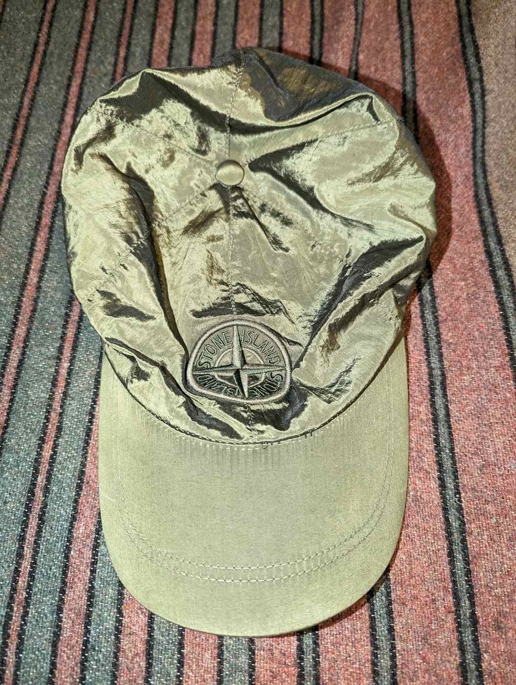 Pre-owned Stone Island Logo Patch Nylon Baseball Cap In Olive