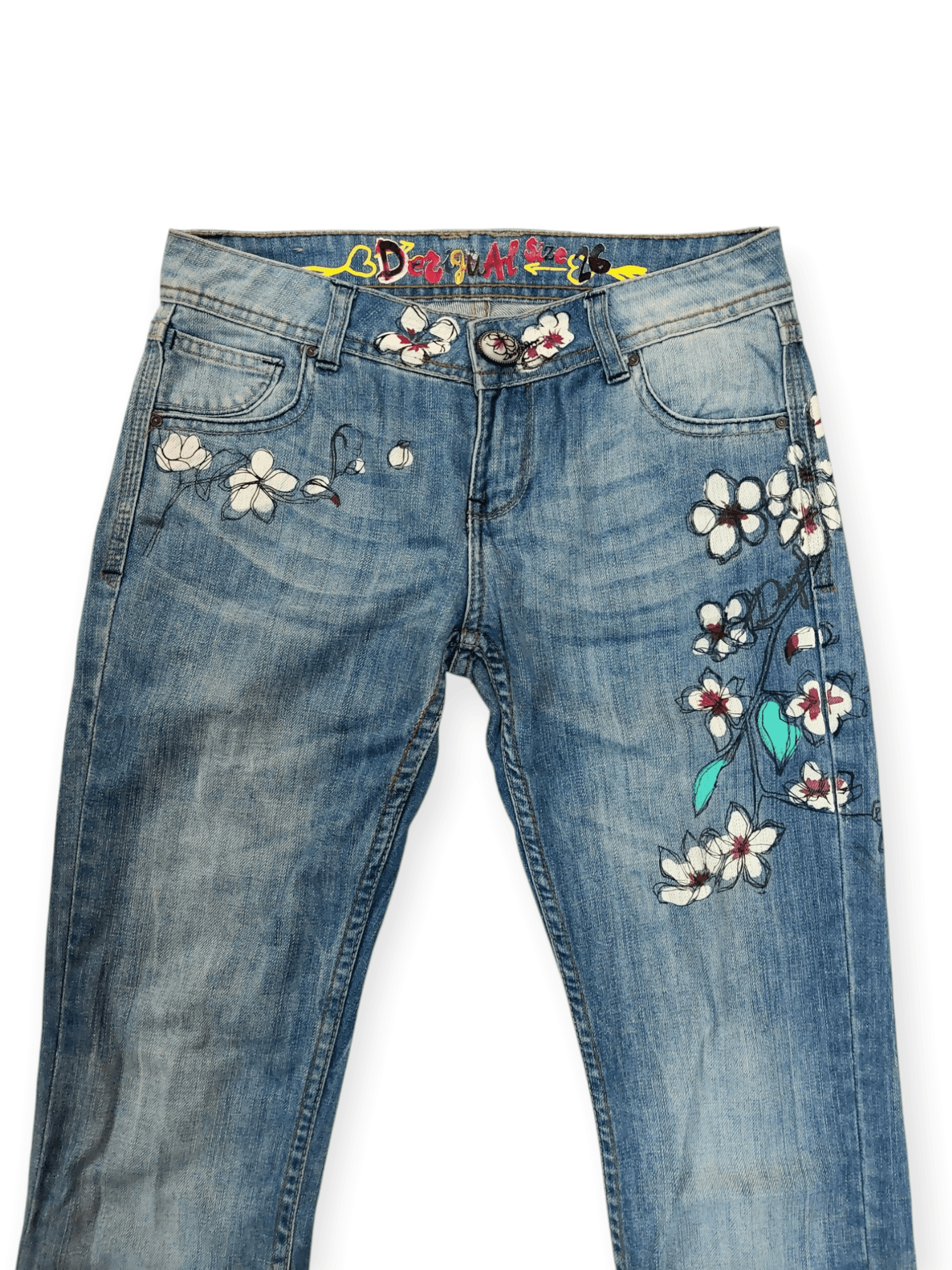 Desigual Desigual Florish Flower Art Denim Size 26" / US 2 / IT 38 - 2 Thumbnail