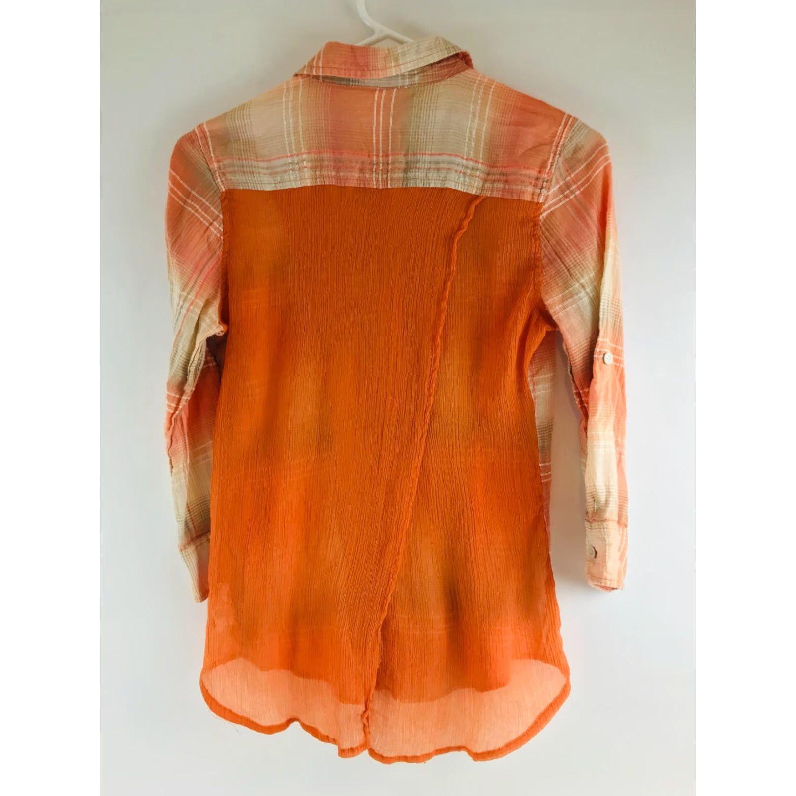 Vintage Maurices Shirt Women's Medium Orange Plaid Long Sleeve Button Up Pockets Size M / US 6-8 / IT 42-44 - 3 Thumbnail
