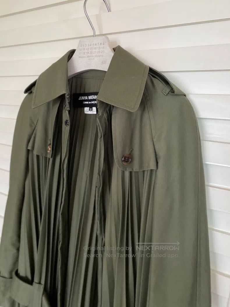 Junya Watanabe Junya Watanabe Military green accordion pleated trench coa Size XS / US 0-2 / IT 36-38 - 4 Thumbnail