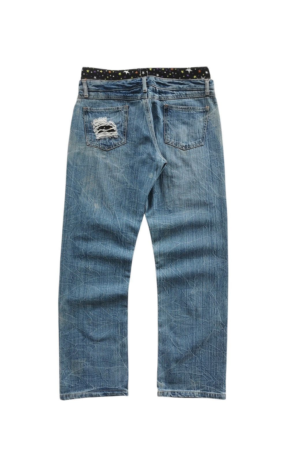 Japanese Brand Vintage Double Waist Distressed Jeans Star Waistband Size US 32 / EU 48 - 4 Thumbnail