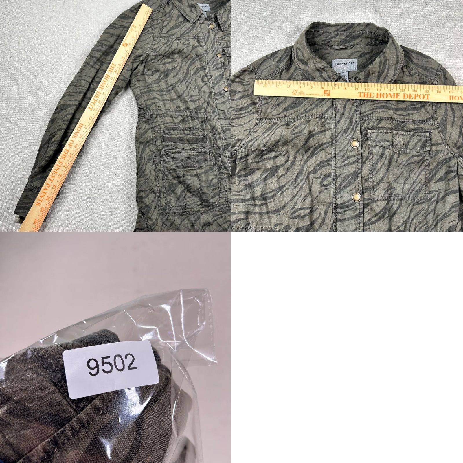 Vintage Marrakech Jacket Womens XL 100% Linen Tiger Stripe Full Zip Snap Military Jacket Army Bohemian Mens Womens Girls Boys Size XL / US 12-14 / IT 48-50 - 8 Thumbnail