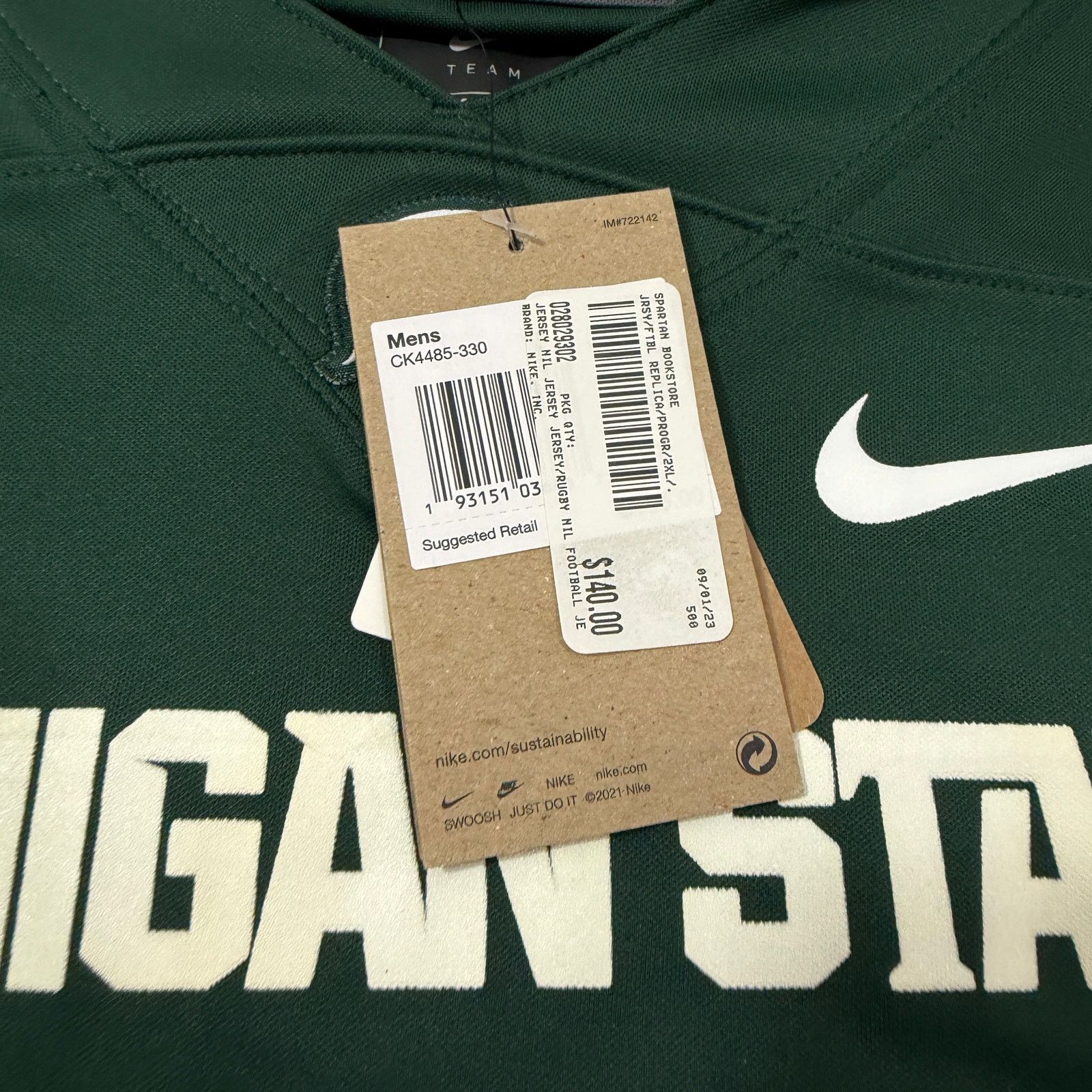 Nike Nike Michigan State Spartans Tre Mosley Football Jersey 2XL Size US XXL / EU 58 / 5 - 5 Thumbnail